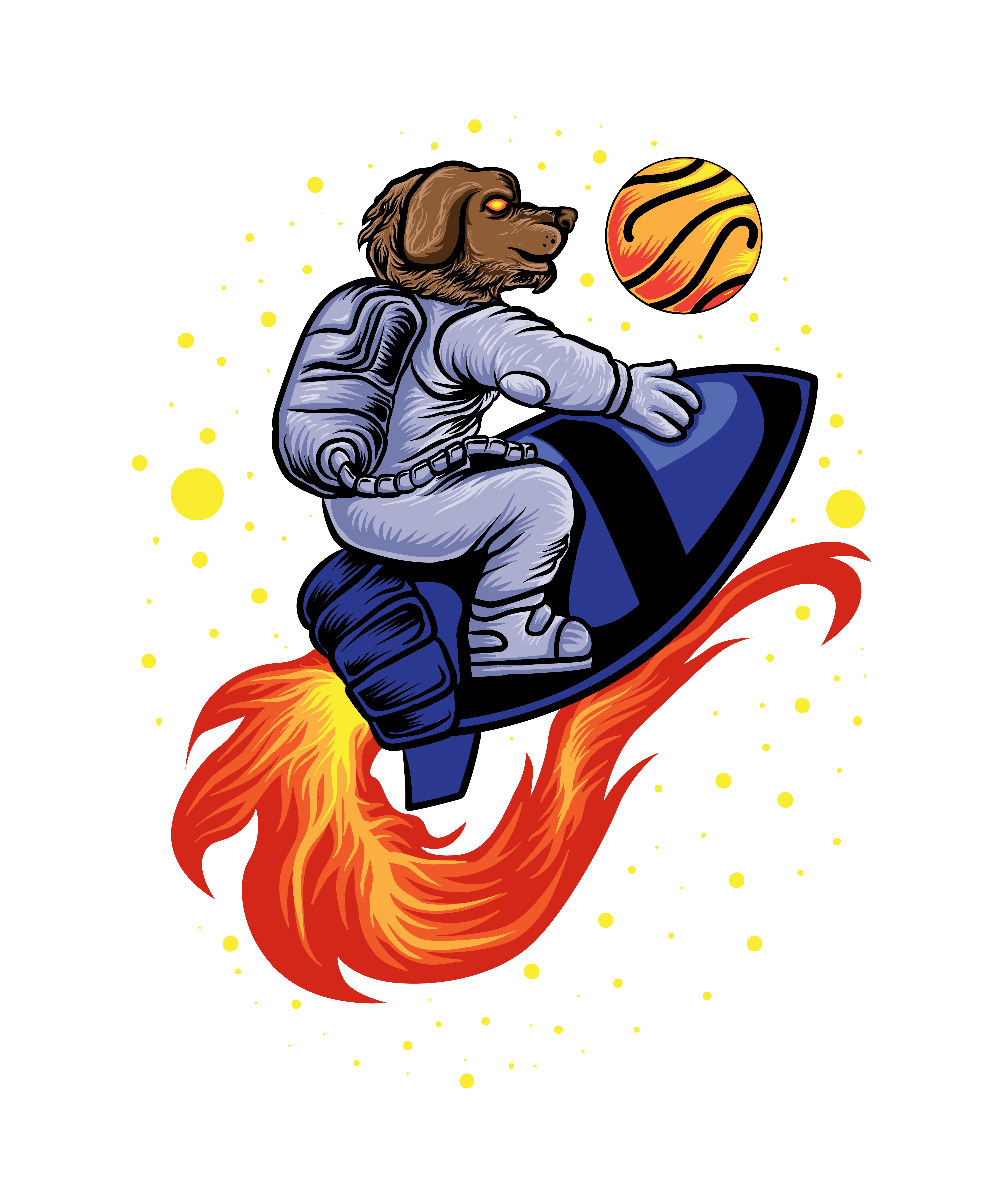 Basket Oynayan Köpek Astronot Roket Yolculuğu