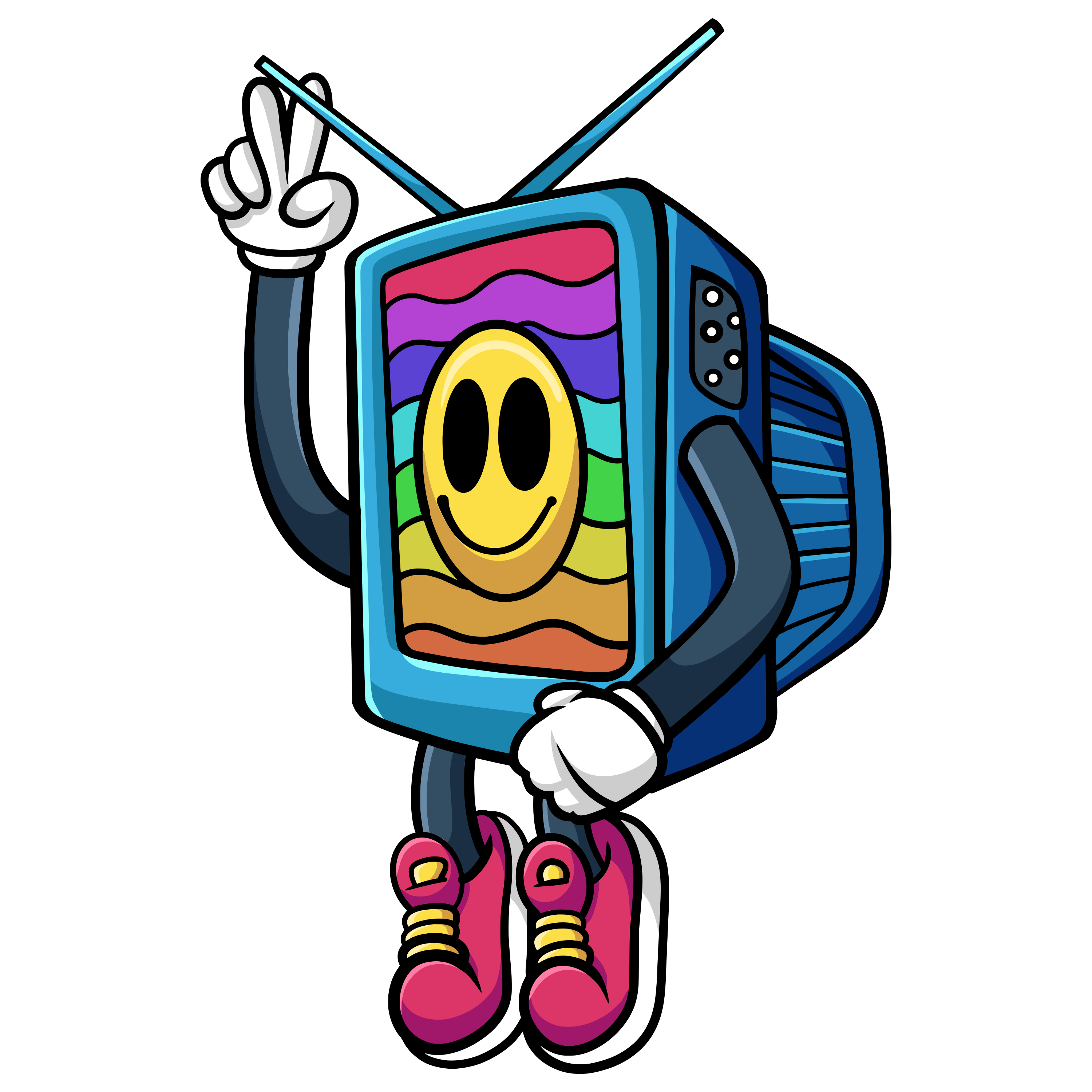 Gülümseyen Retro Televizyon Ayaklı