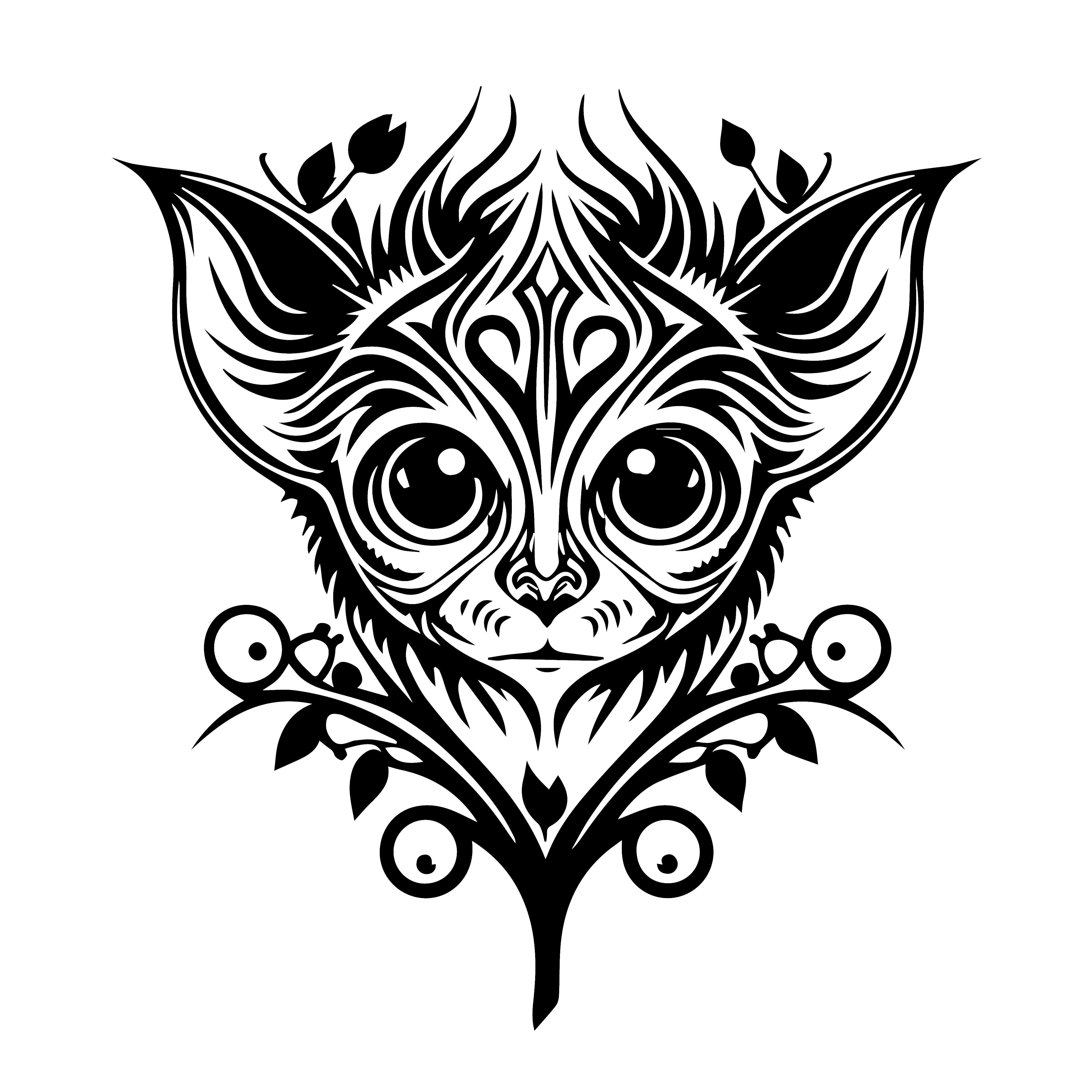 Sanat Kedisi - Çiçek ve Geometrik Desen