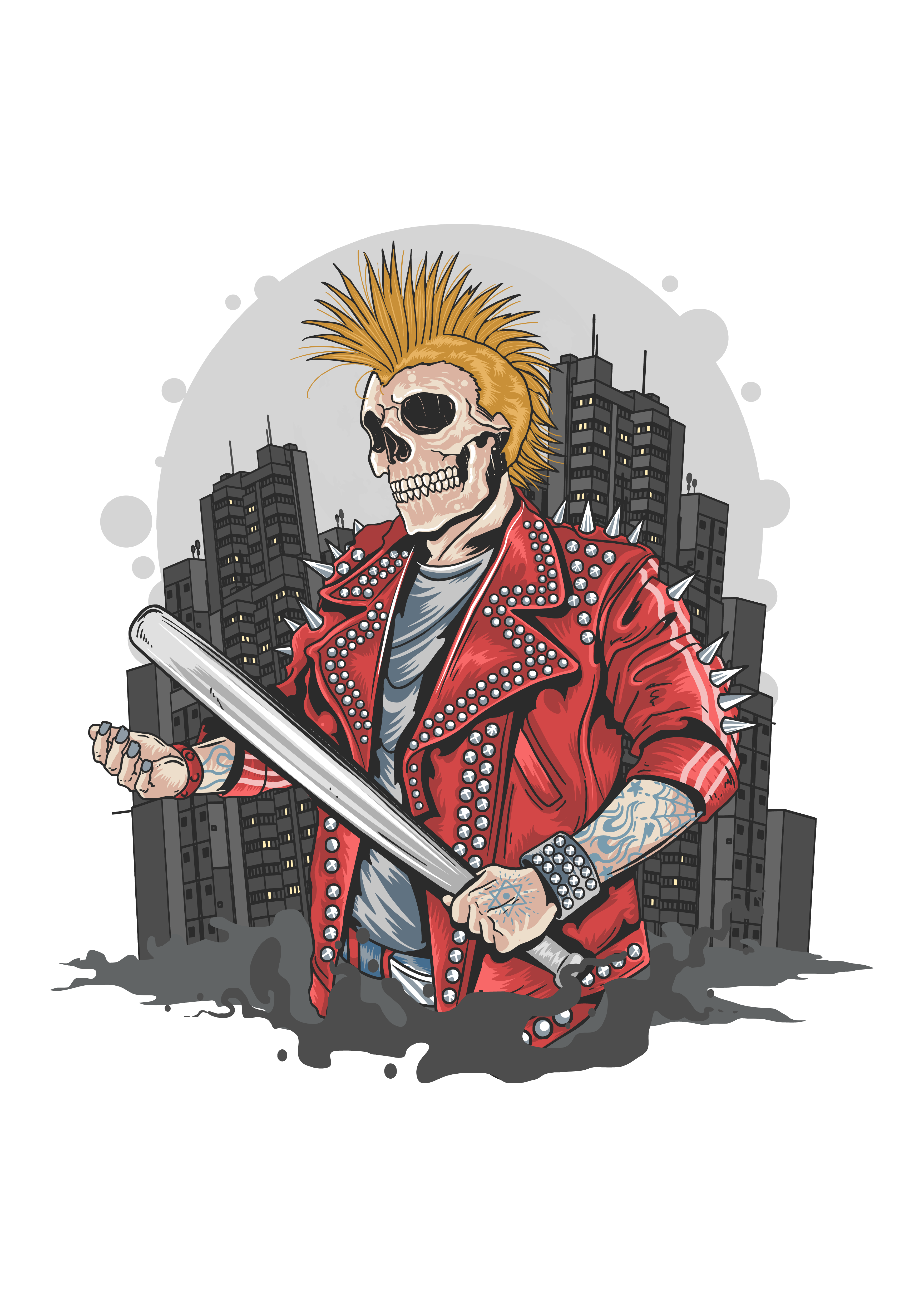 İskelet Punk Rock Saç Spike