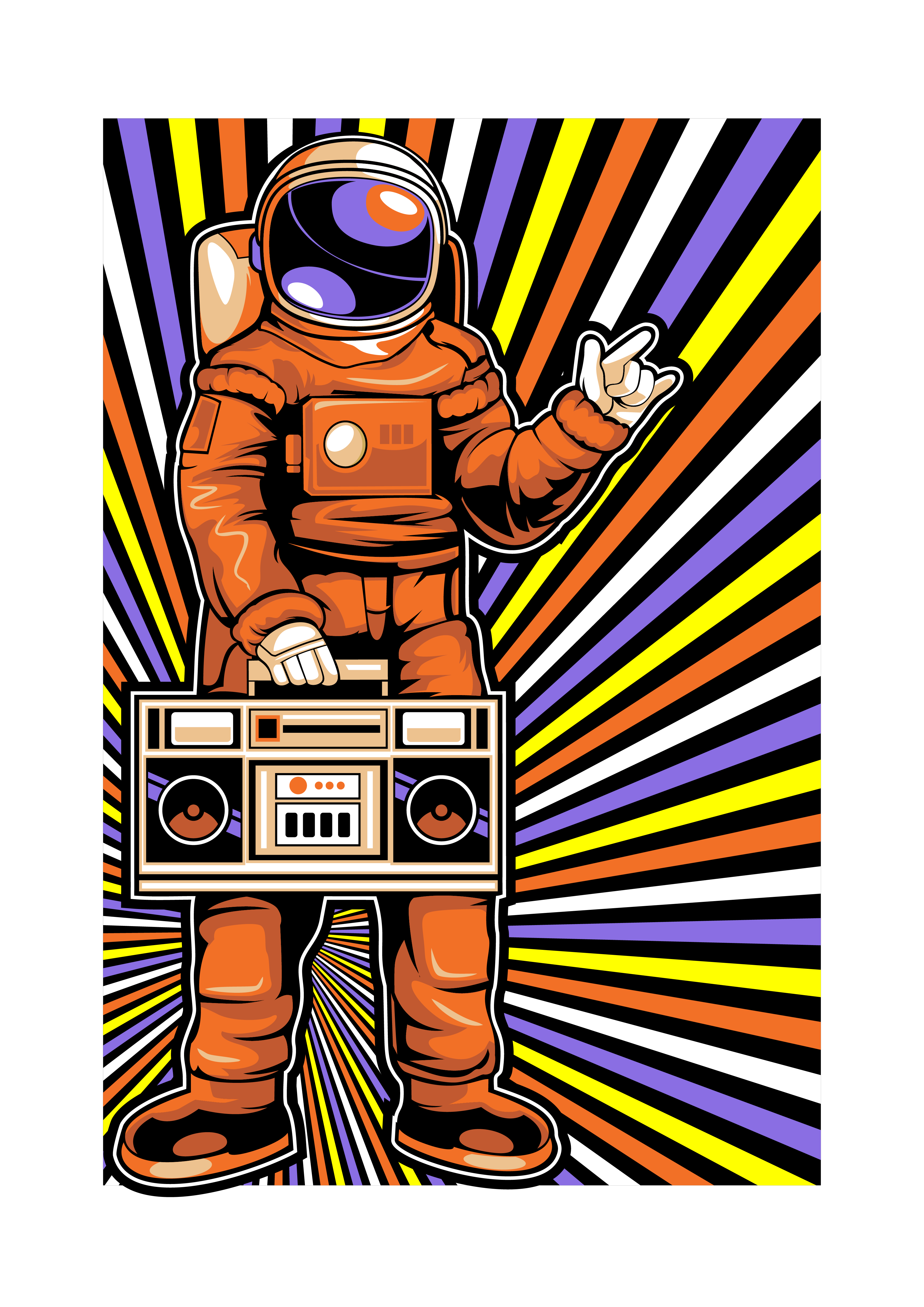 Boom Box ve Barış İşareti Astronotu