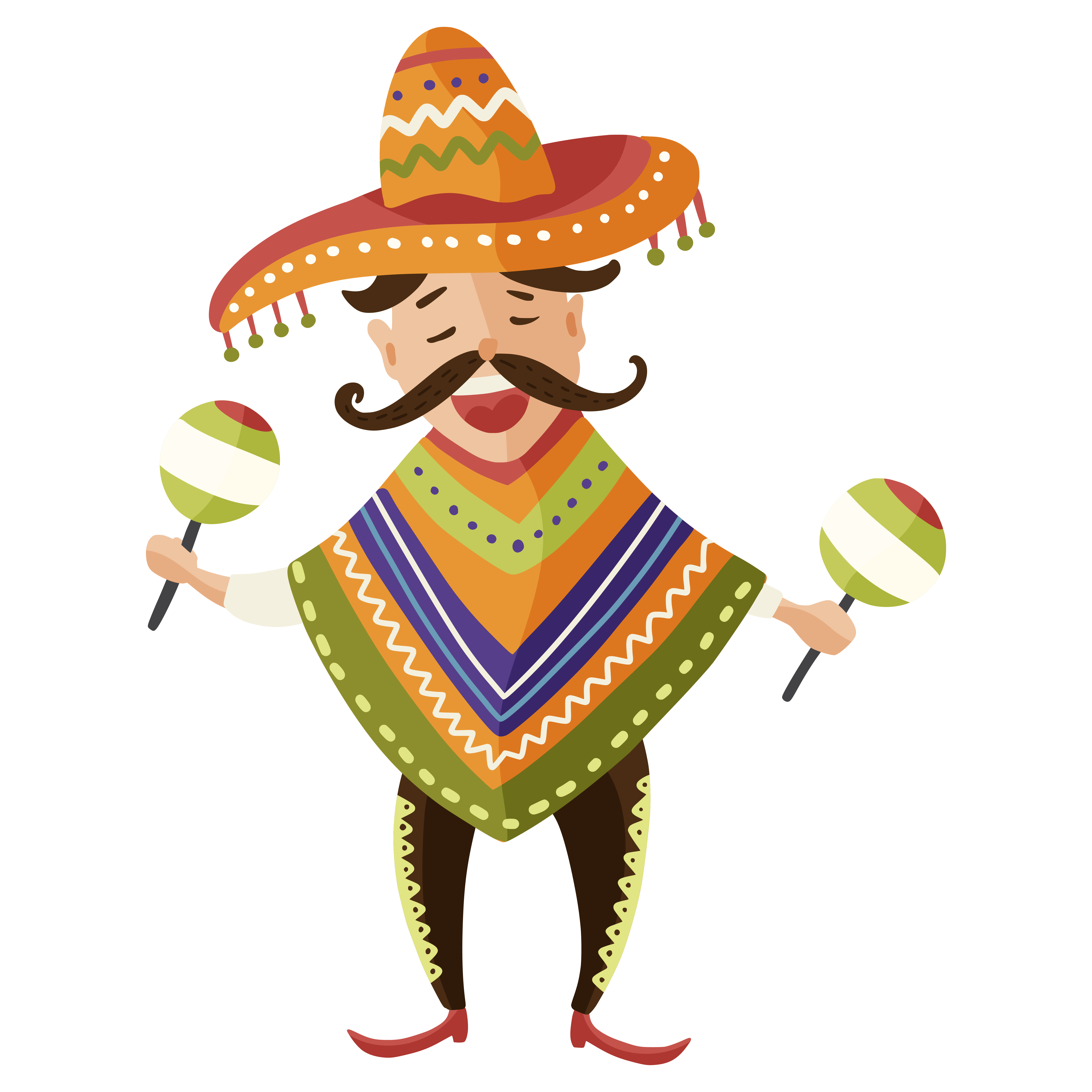 Sombrero Takan Müzisyen Vektör Sanatı