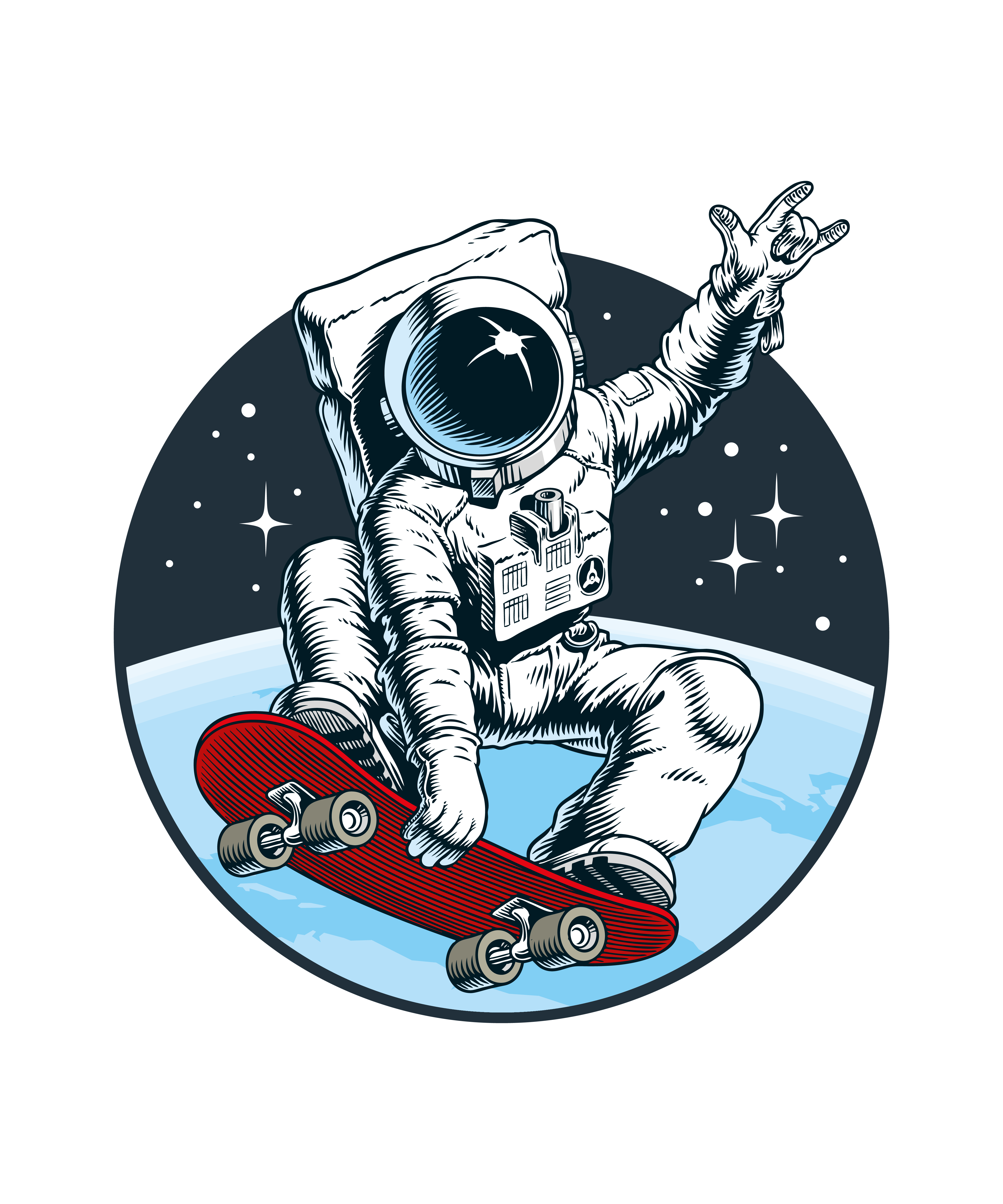 Barış İşareti Taşıyan Skeytbord Astronotu