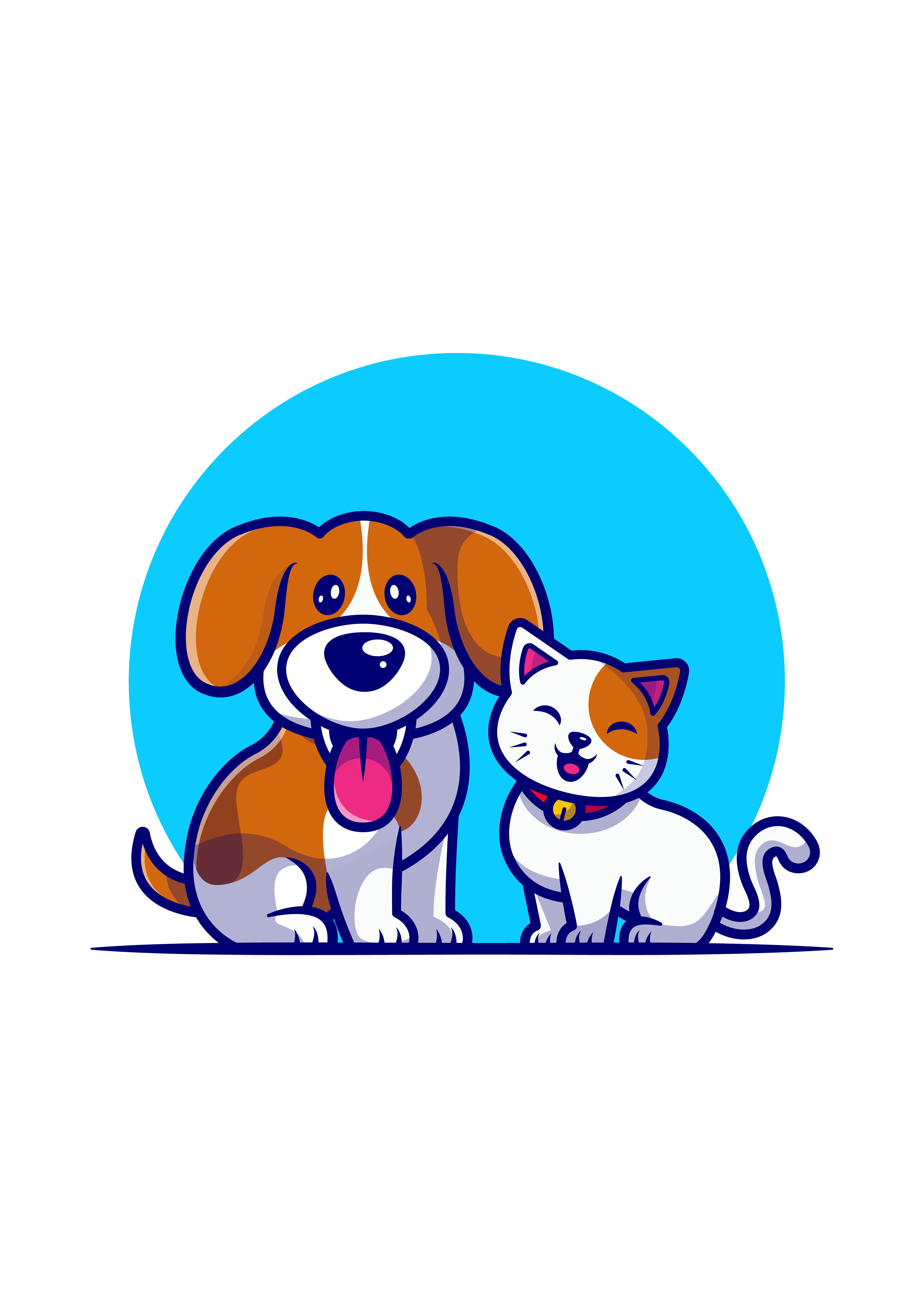Oturan Köpek Kedi Dostluğu