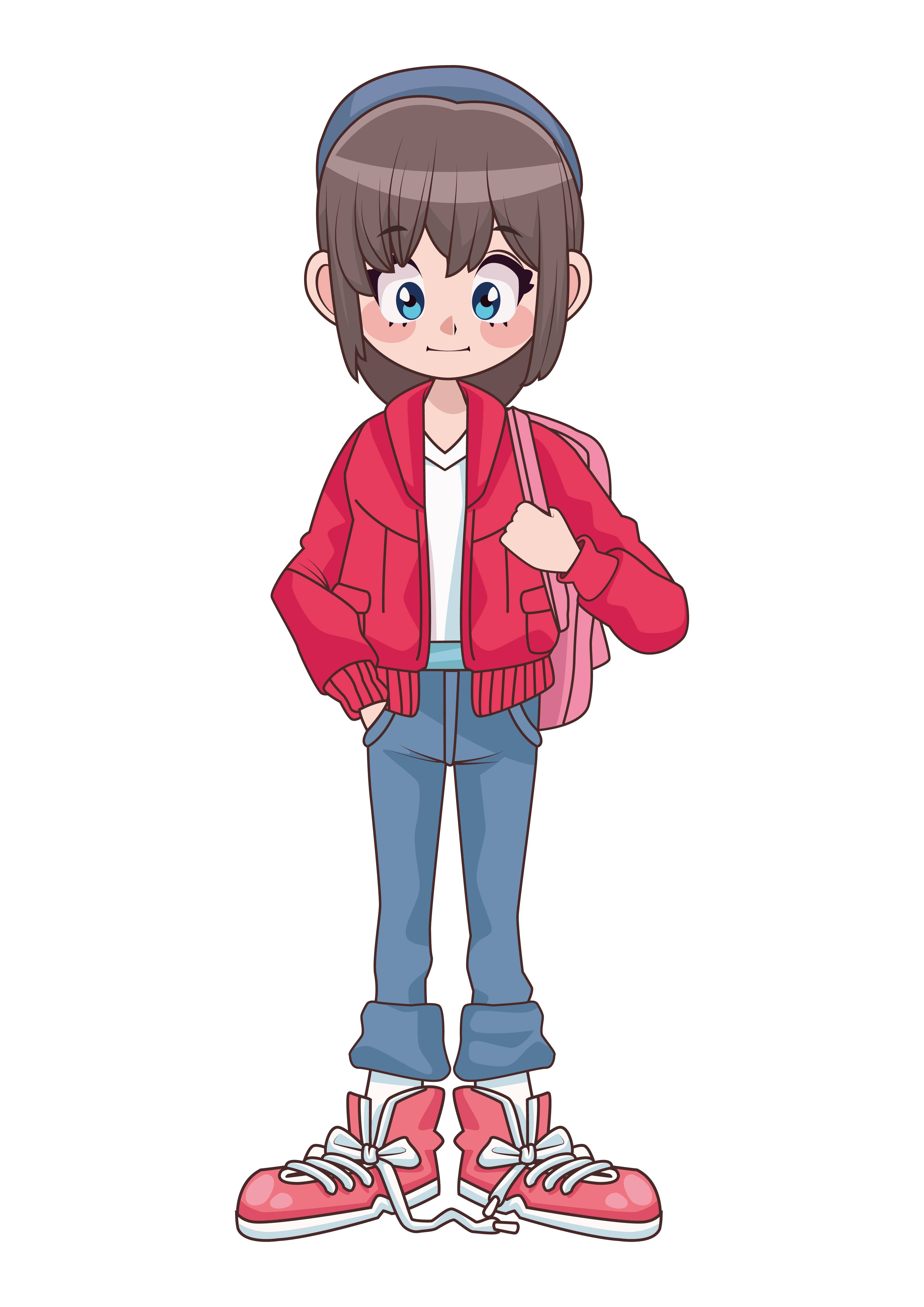 Anime Kız Kırmızı Ceket Stili