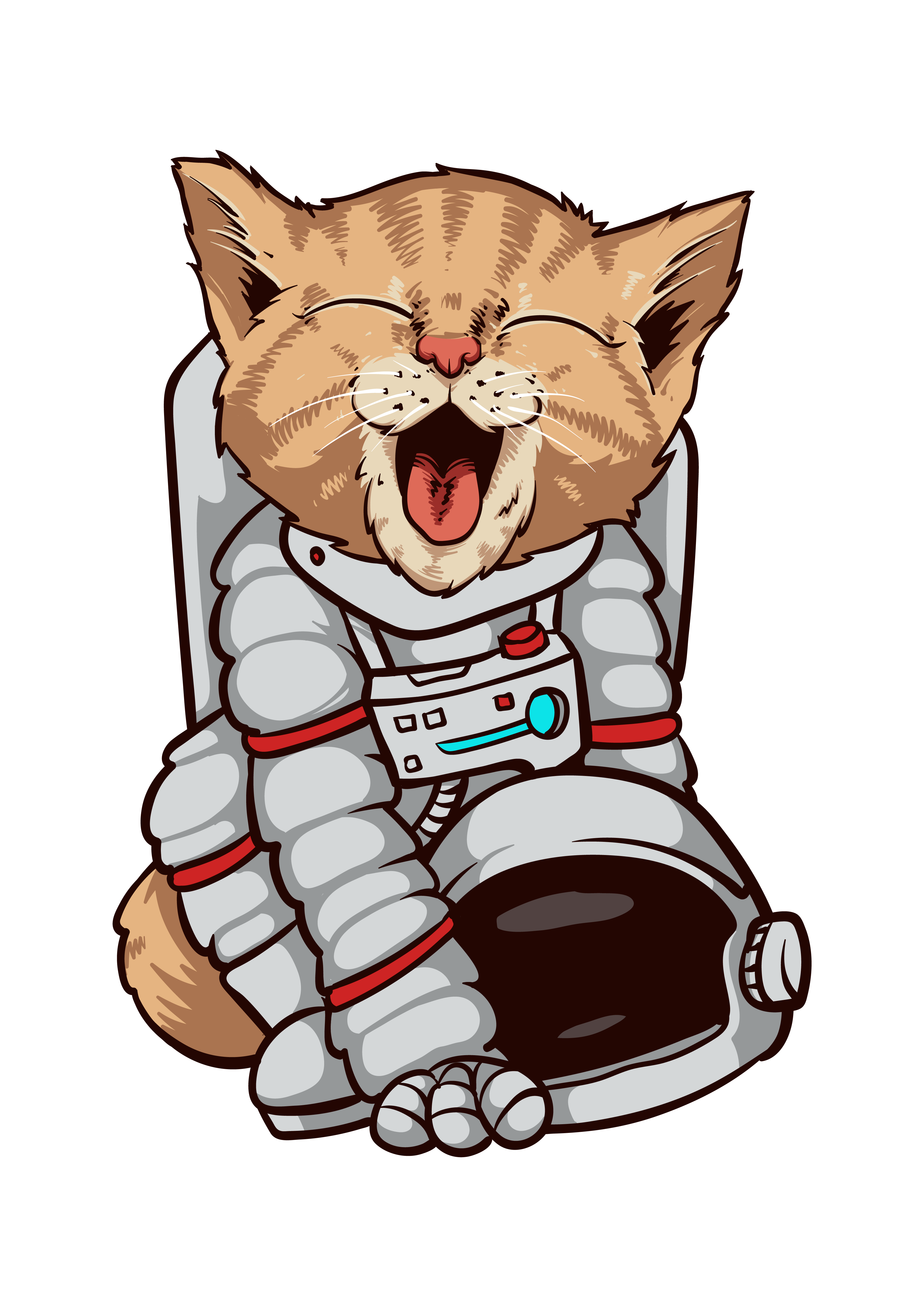 Uzayda Esnemek Astronot Kedi