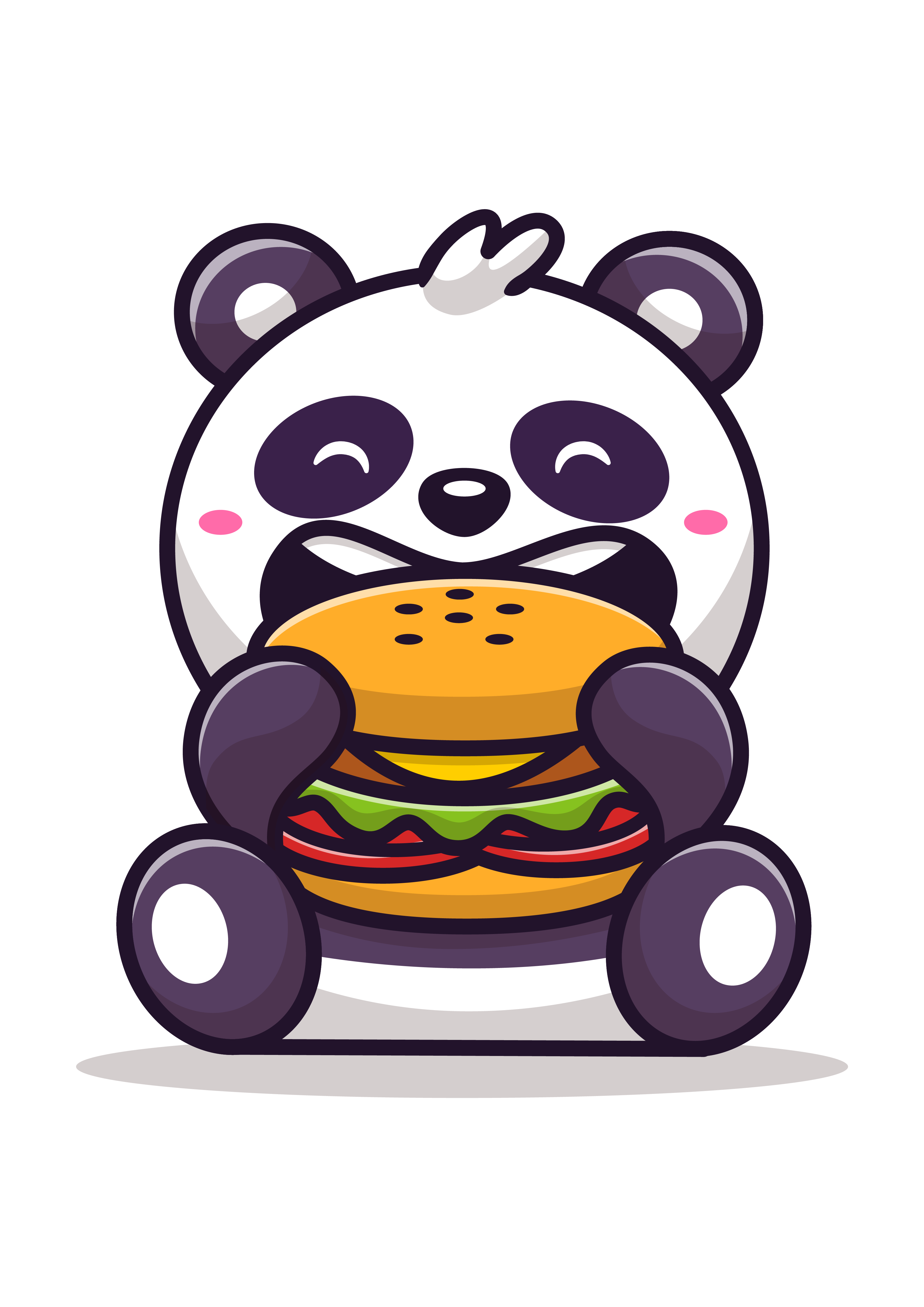 Burger Tutan Panda Karikatür