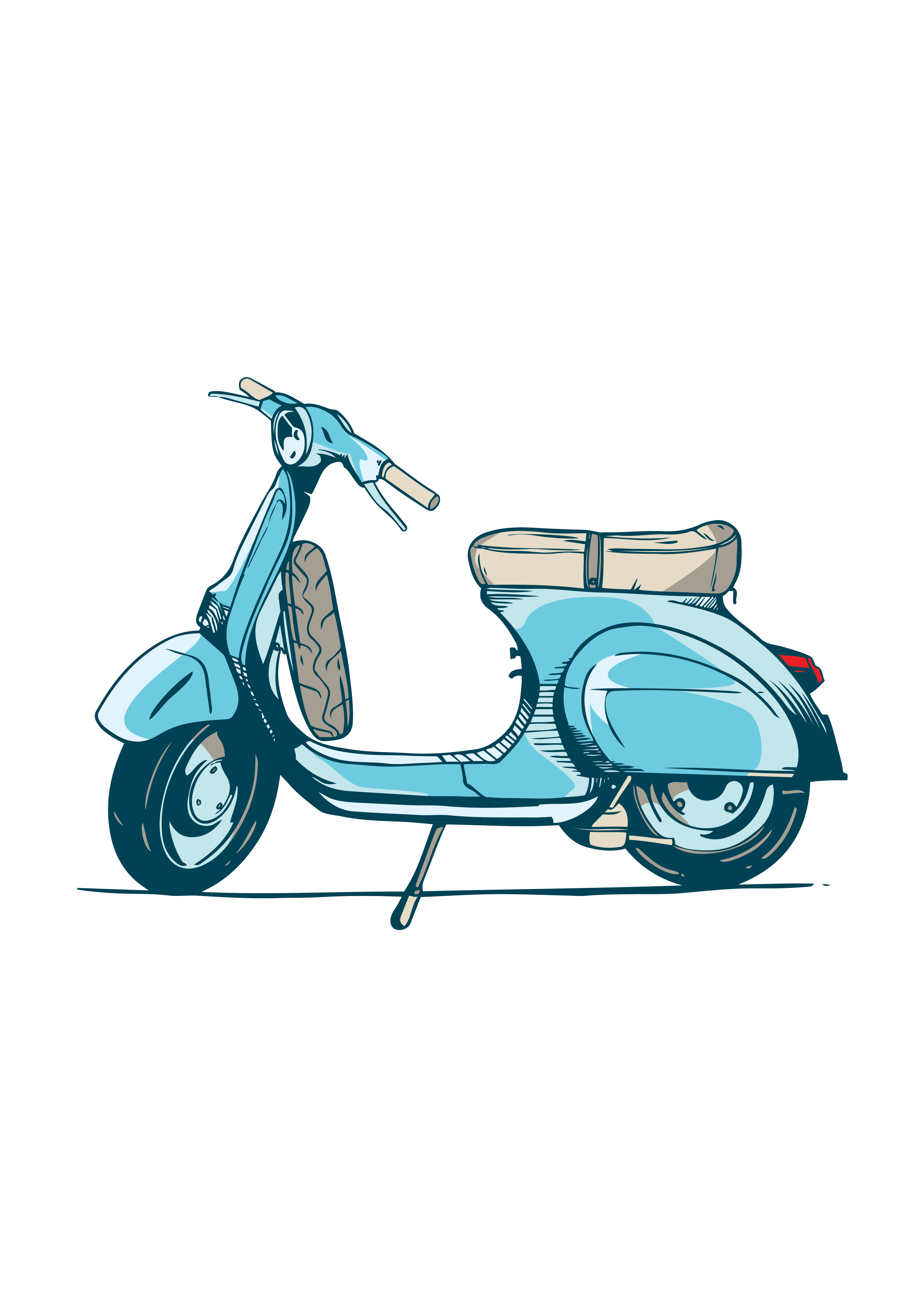 Vintage Scooter Krem Koltuk Motifi