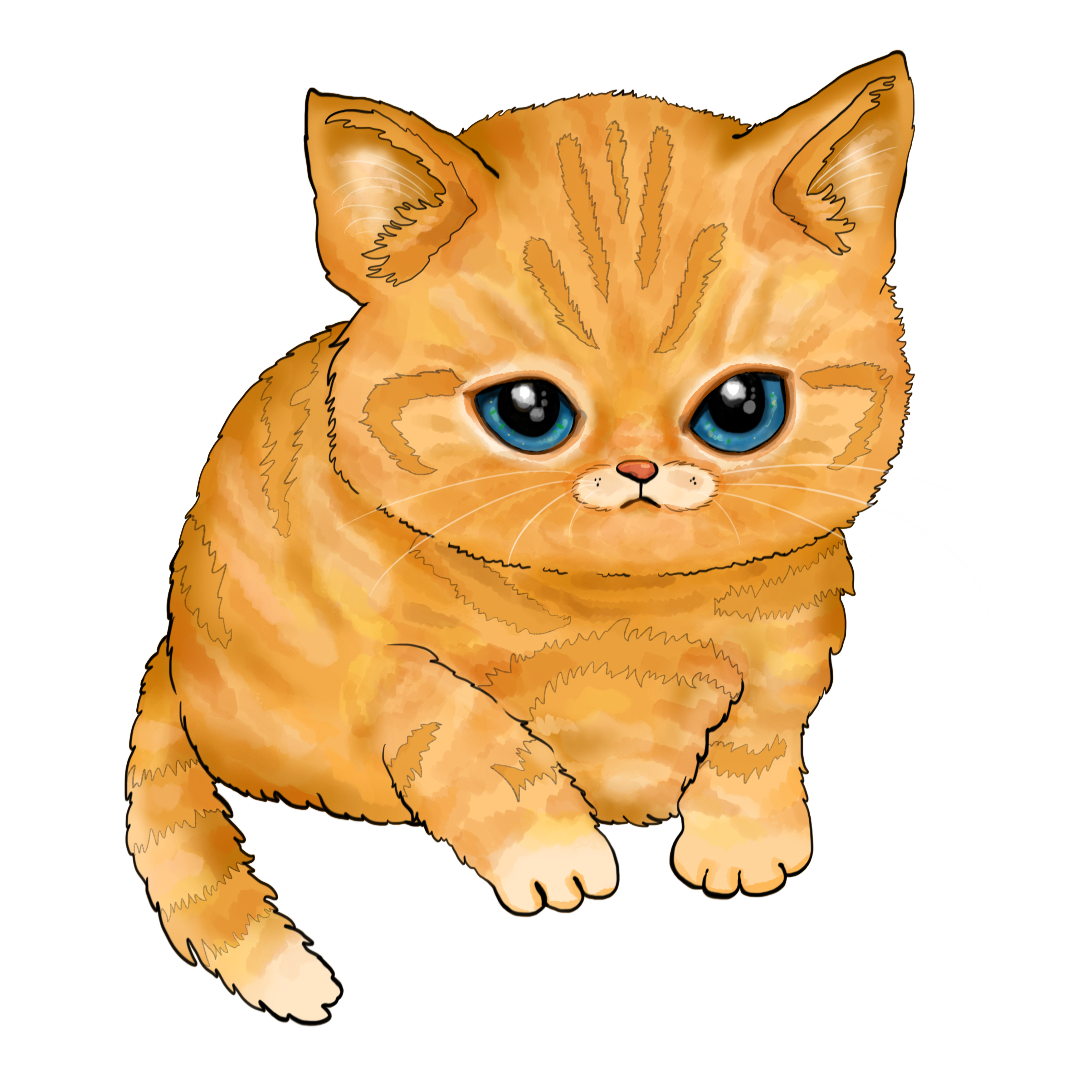 Dev Mavi Gözlü Çizgili Kedi Yavrusu Tasarımı