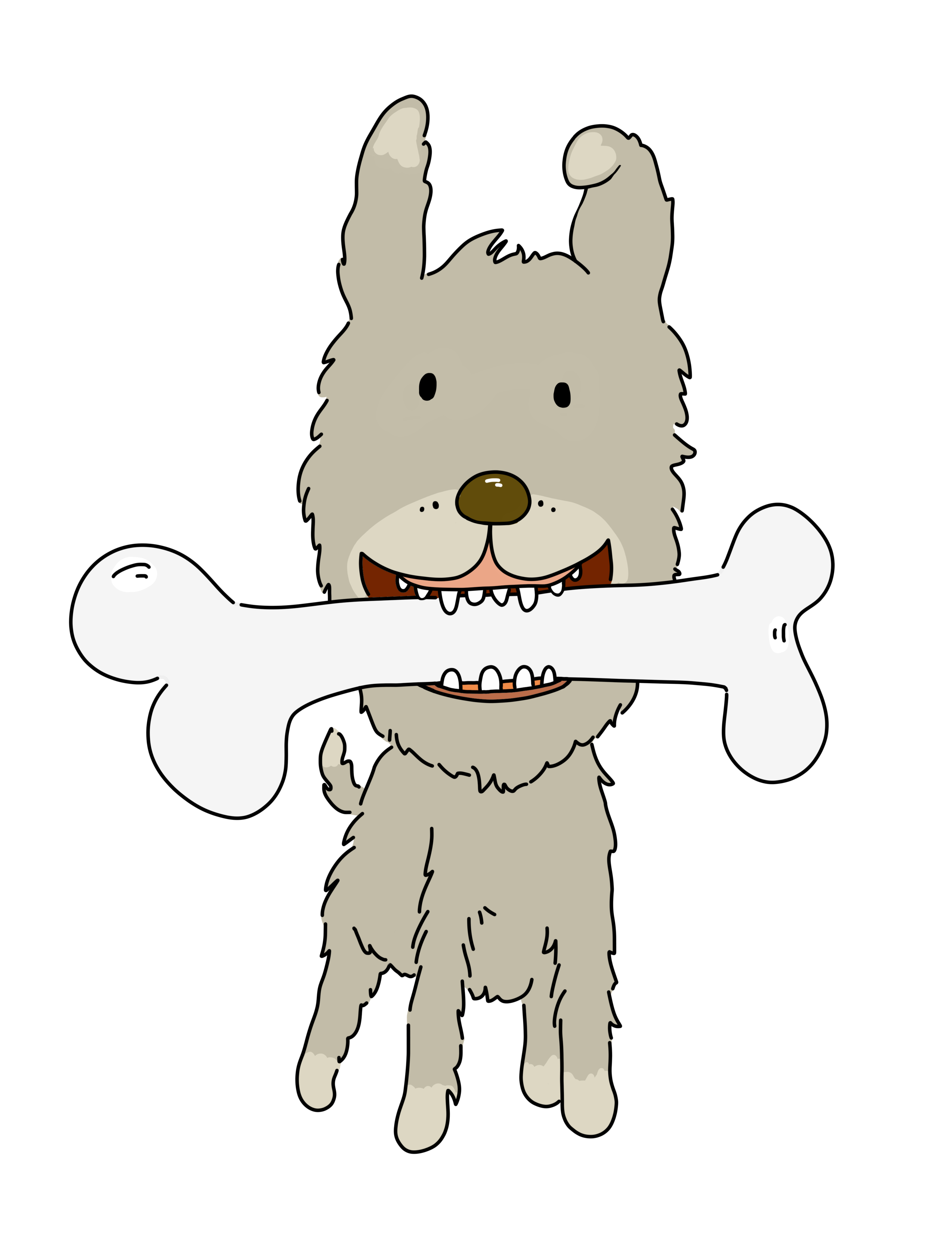 Kemik Tutan Karikatür Köpek Tasarımı