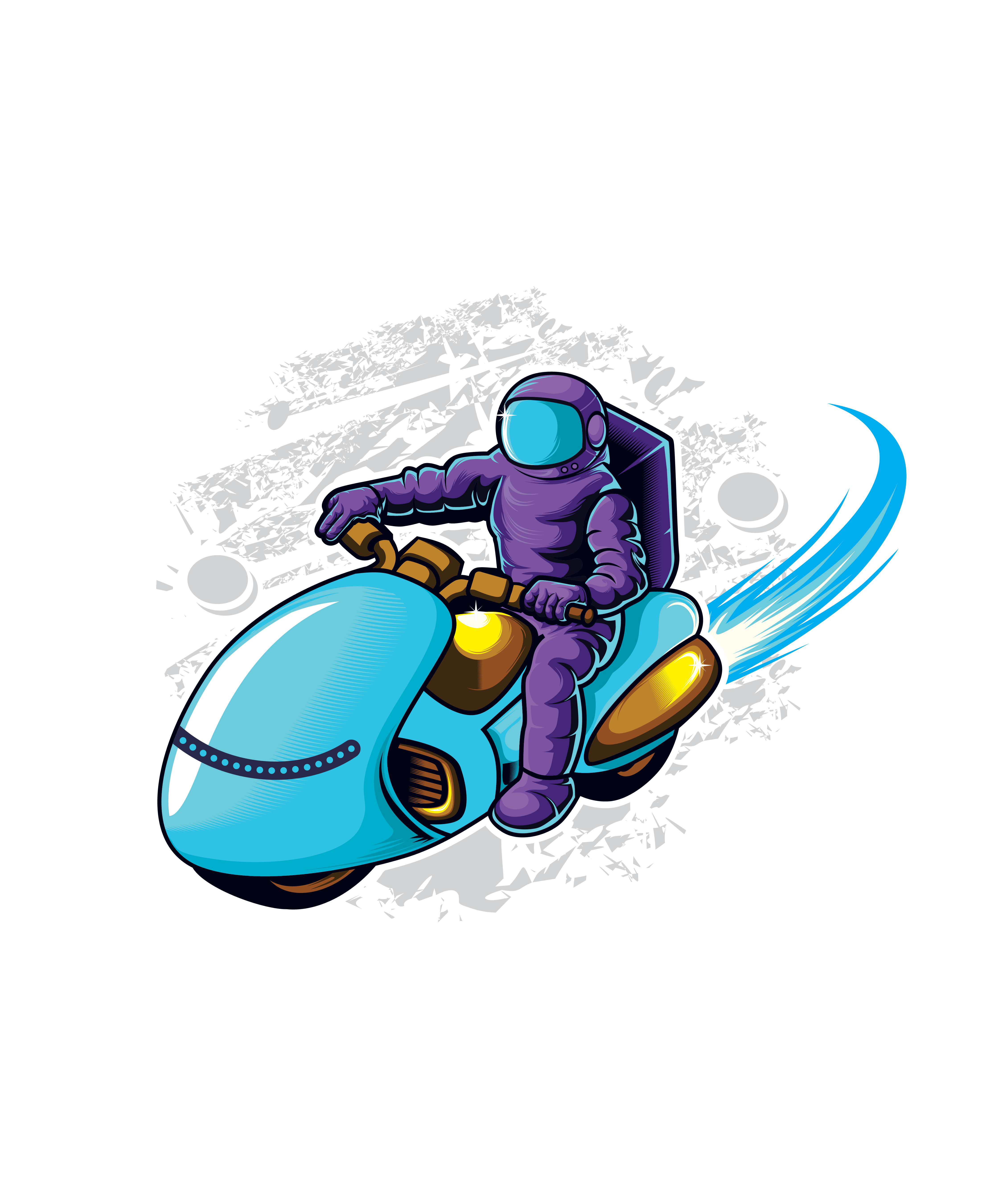 Retro Roket Motosiklet Astronot