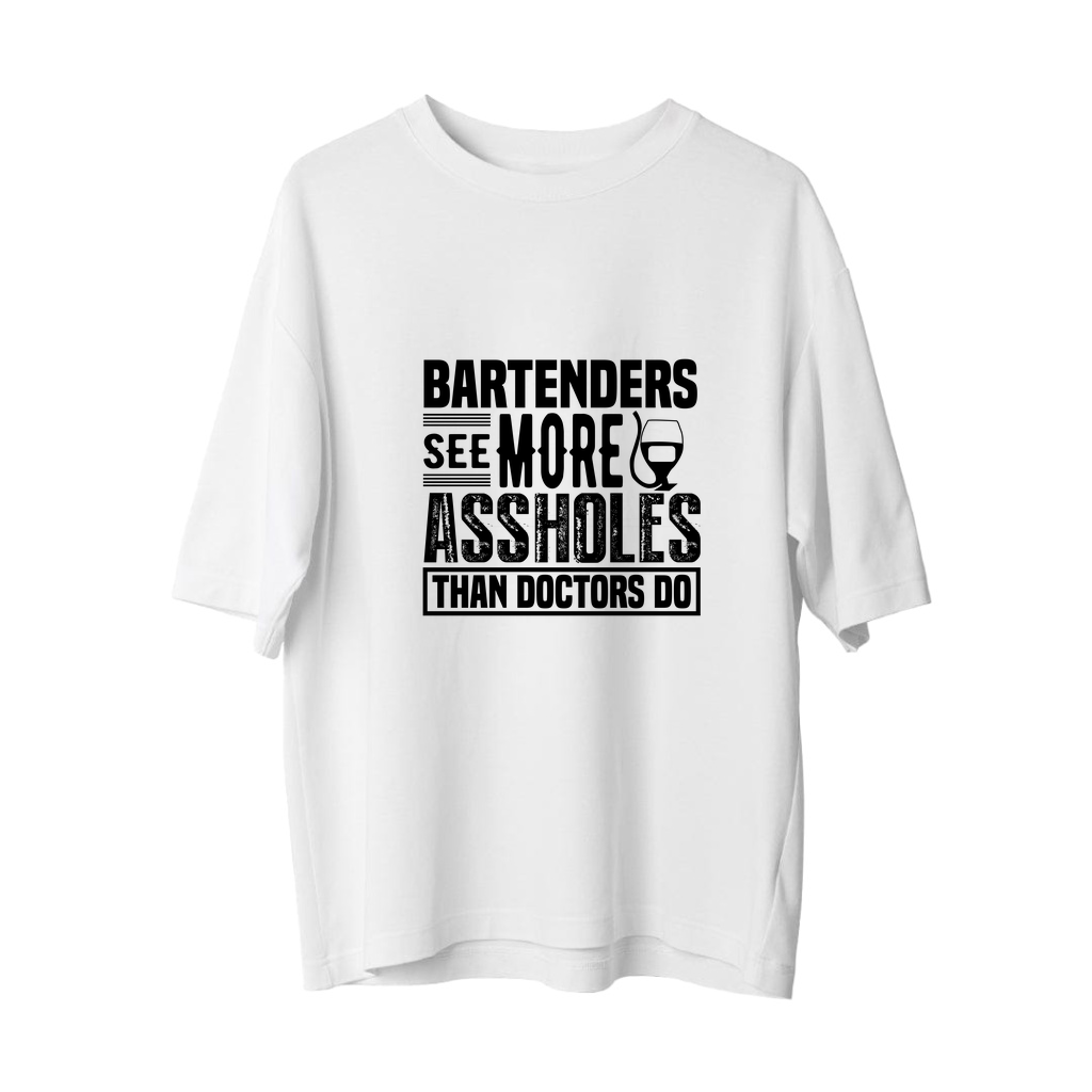 Barista Yaşam Gerçekleri Yazılı Baskılı Kadın Oversize Tişört