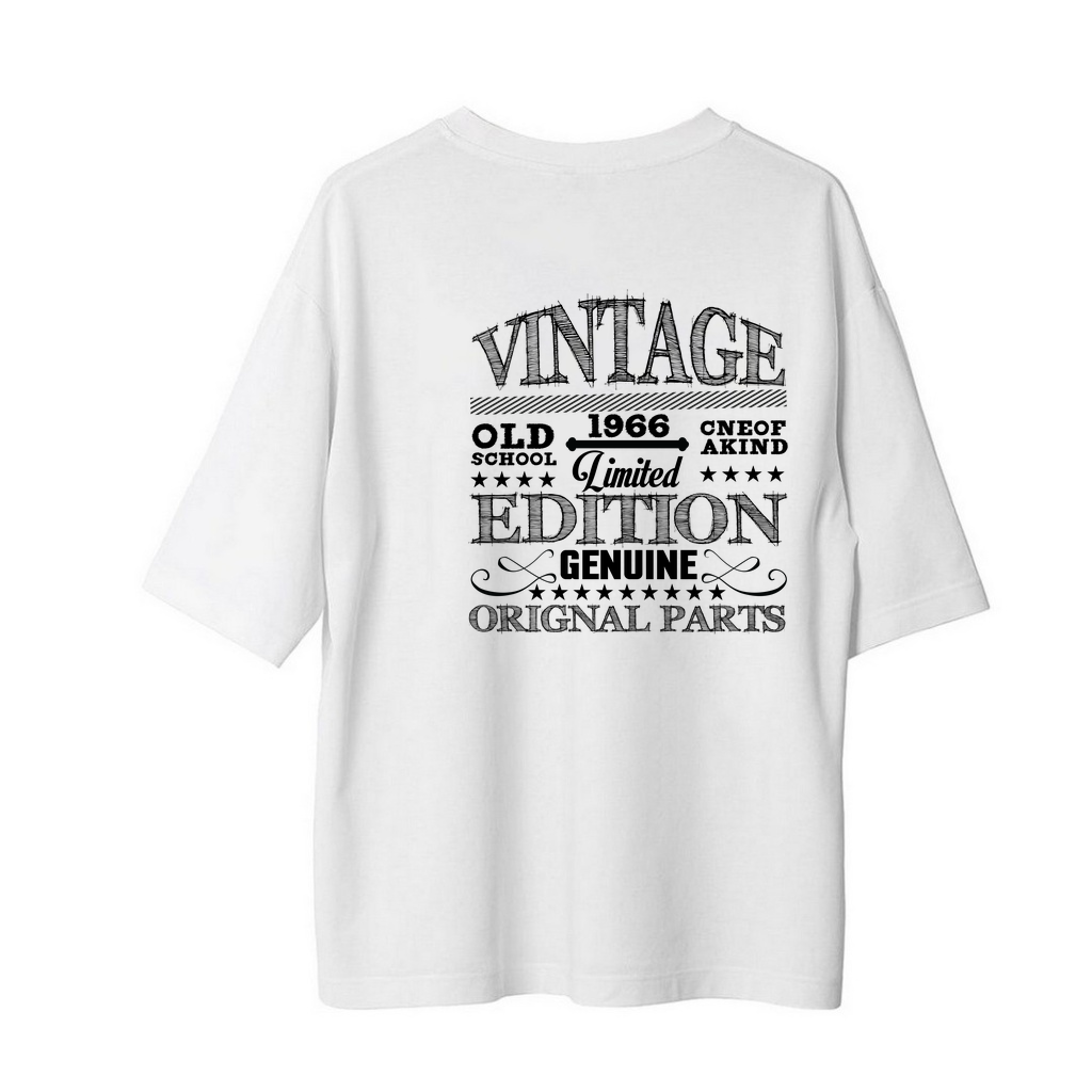 Vintage 1966 Retro Koleksiyonu Baskılı Erkek Oversize Tişört