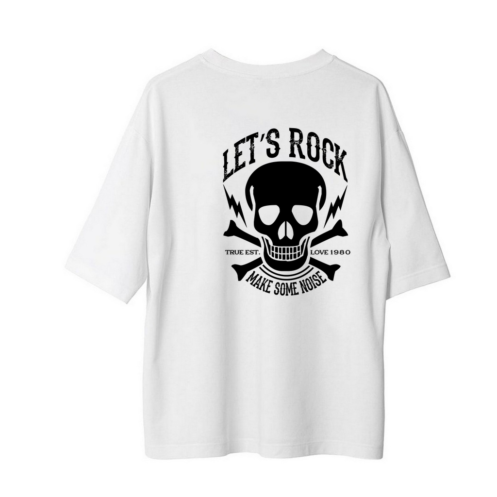 Klasik Rock 1980 Sessizliği Boz Baskılı Erkek Oversize Tişört