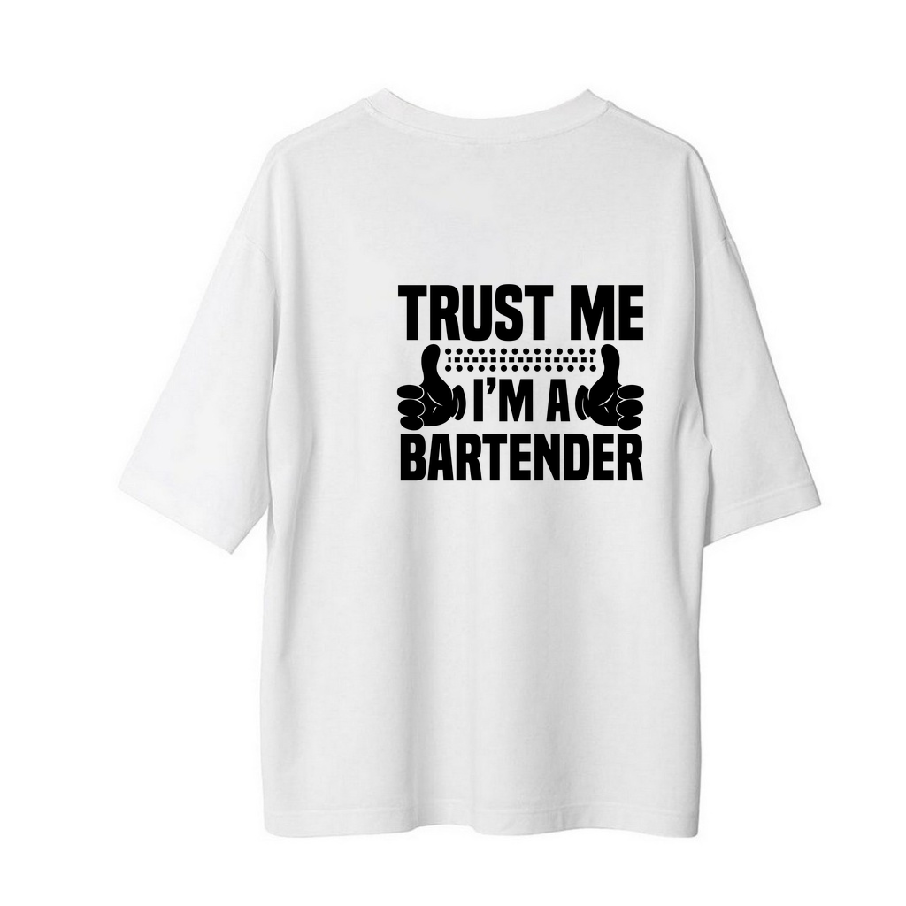 Bartender Ihtisasının Güveni Baskılı Kadın Oversize Tişört
