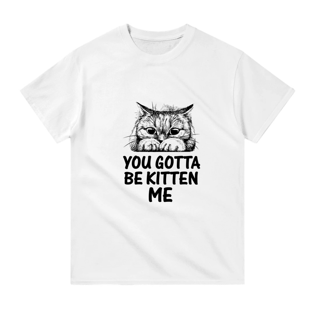 Sevimli Kedi Mizah Yazısı Baskılı Erkek Tişört