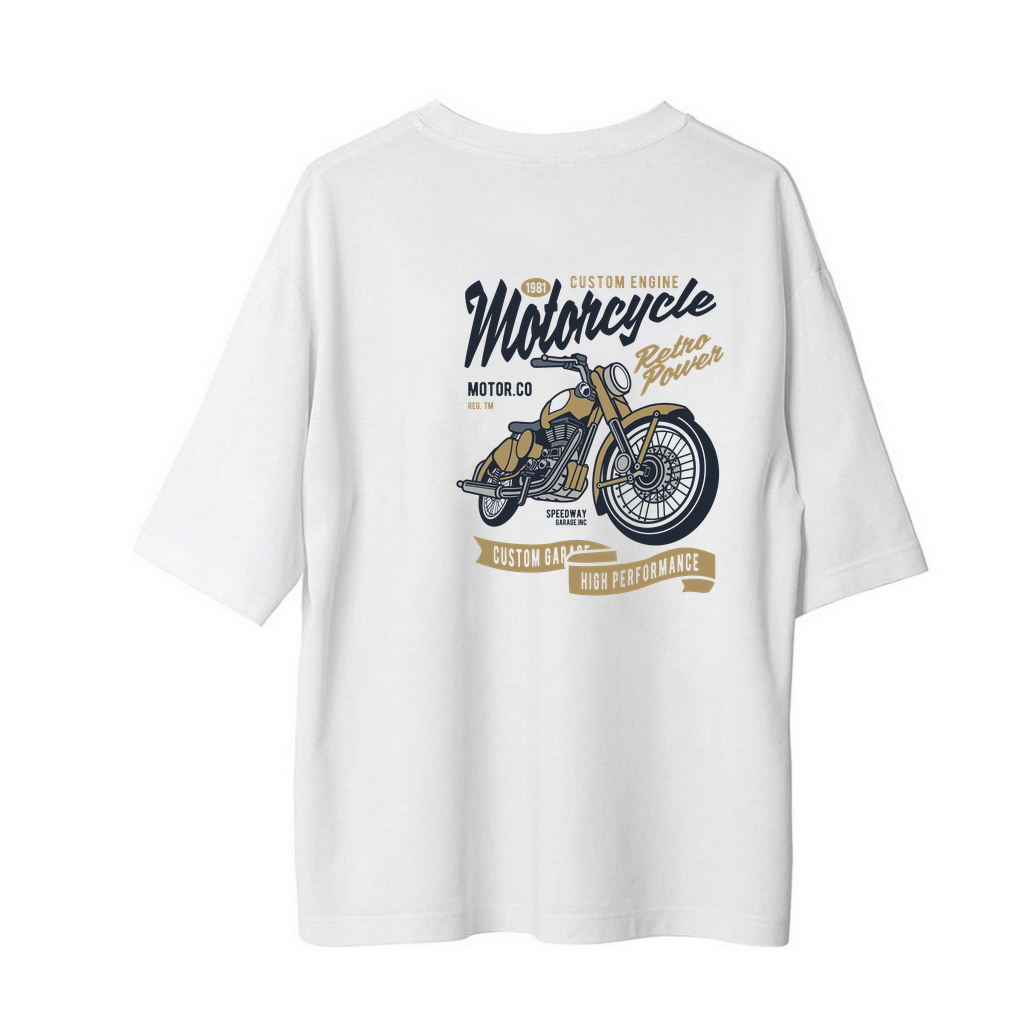 1981 Özel Motor Retro Baskılı Erkek Oversize Tişört