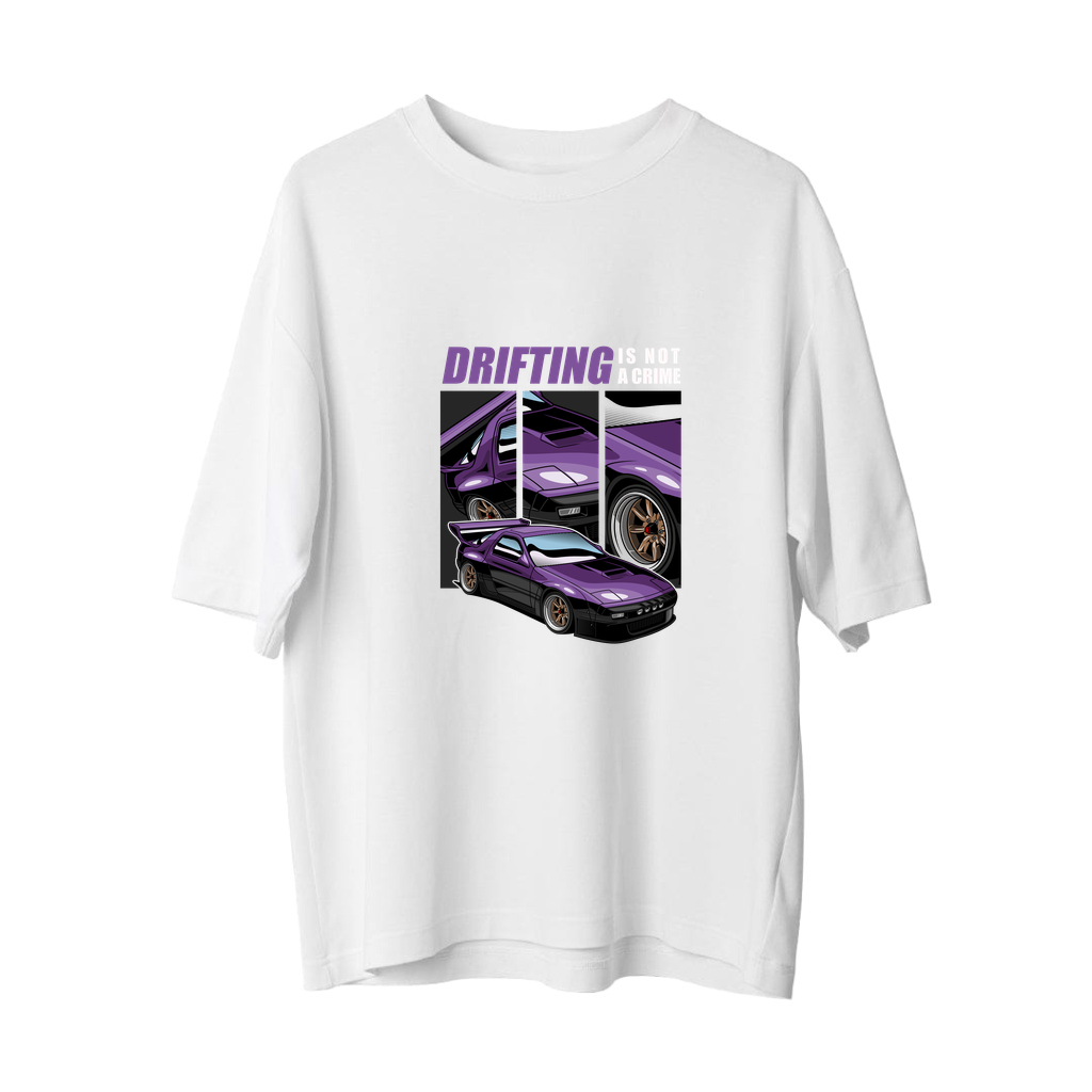 Drift Tutkusu - Retro Araç Tasarımı Baskılı Kadın Oversize Tişört