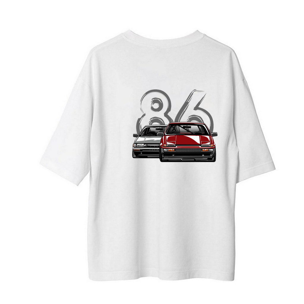 86 Retro Klasik Araçlar Baskılı Erkek Oversize Tişört