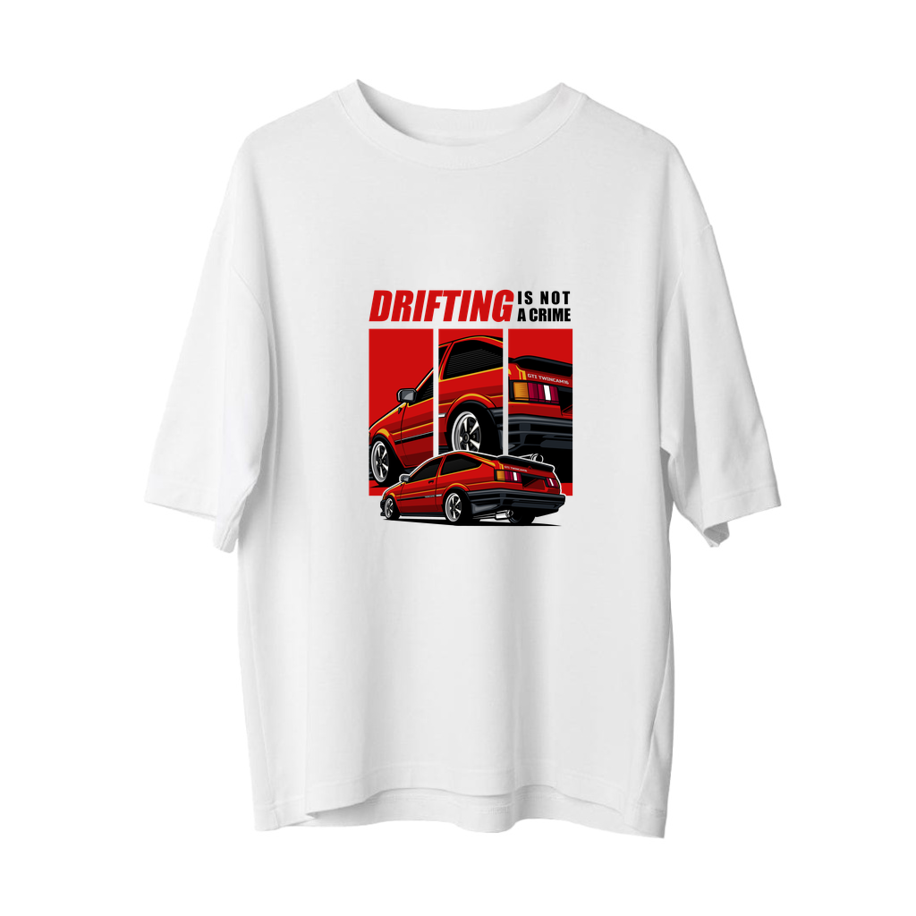 Drift Kültürü Özgürlük Mesajı Baskılı Kadın Oversize Tişört