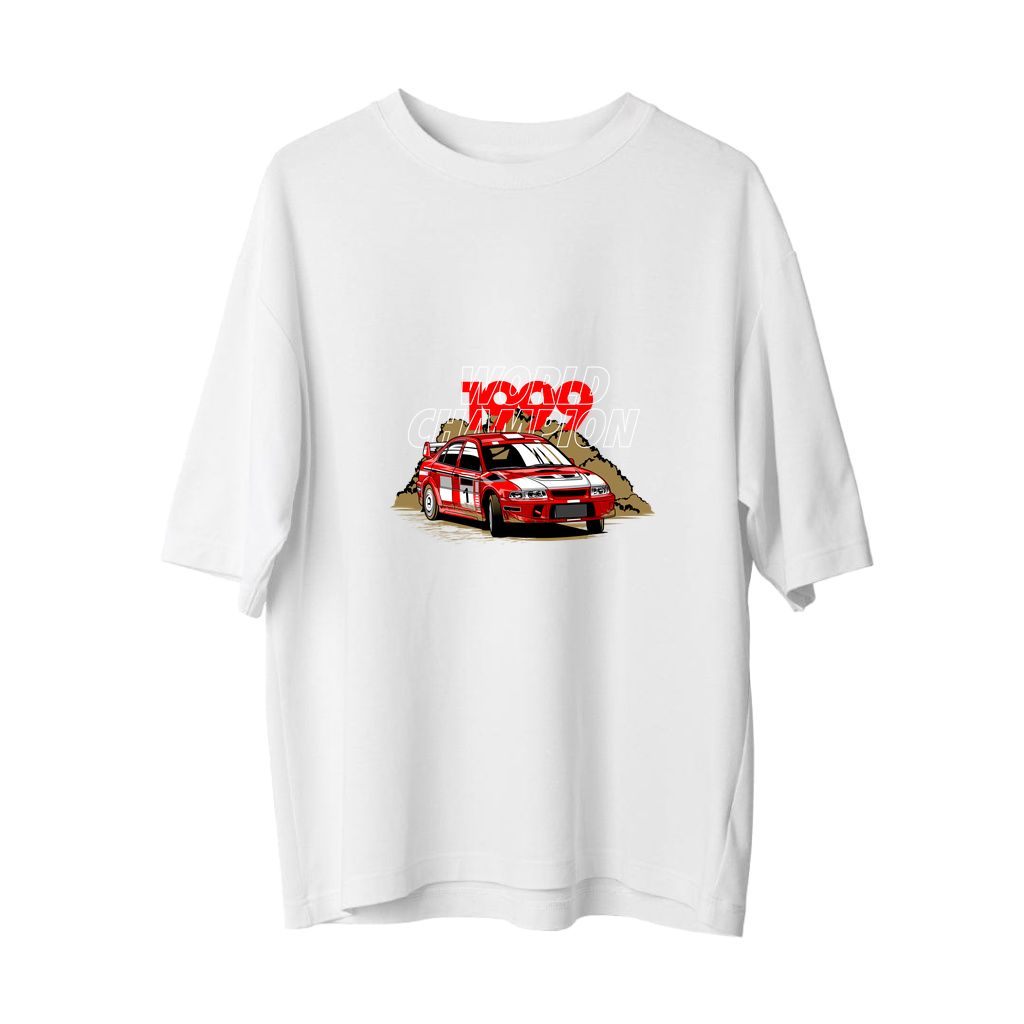 Ralli Şampiyonu Retro Tasarım Baskılı Kadın Oversize Tişört
