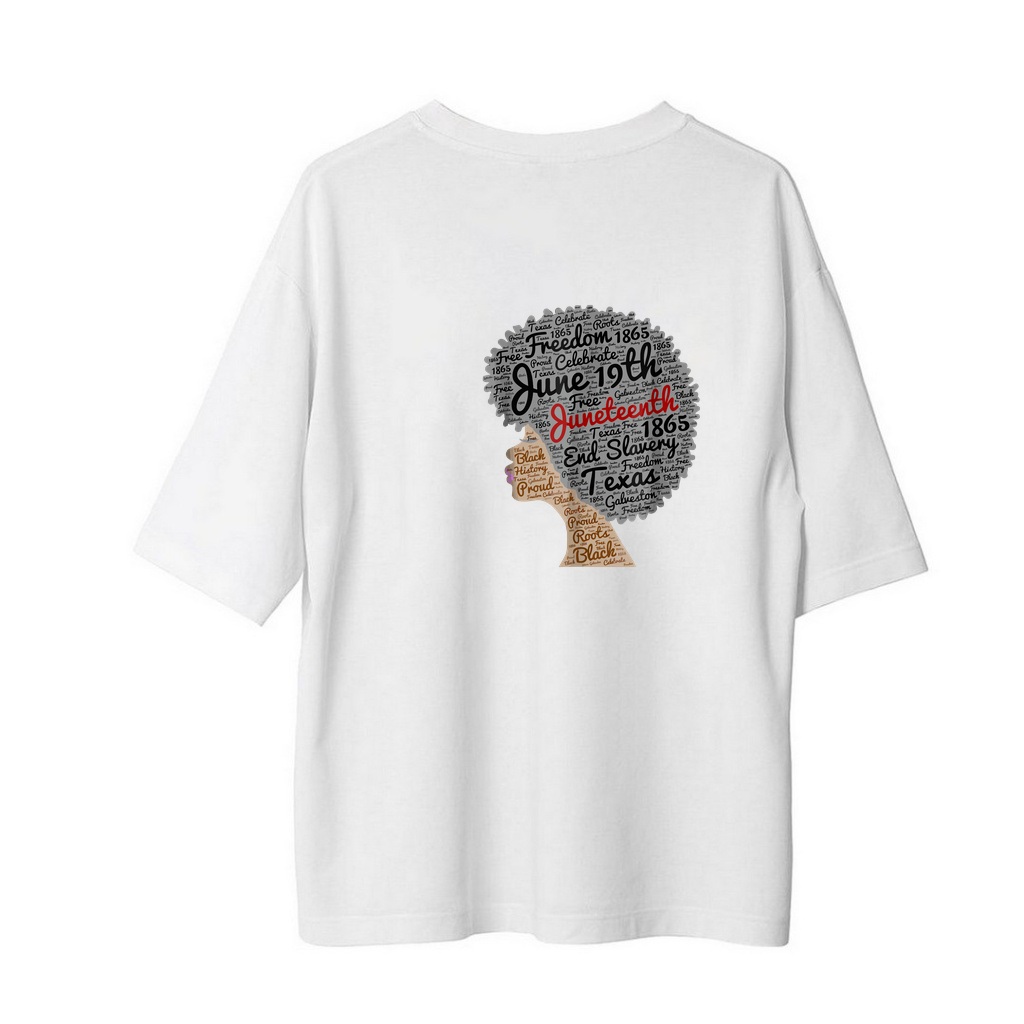 Juneteenth Özgürlük Kutlaması Baskılı Kadın Oversize Tişört