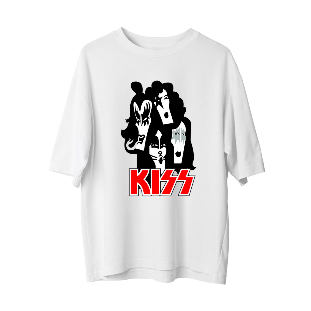 Rock Müzik Tasarımı Cesur Stil Baskılı Erkek Oversize Tişört