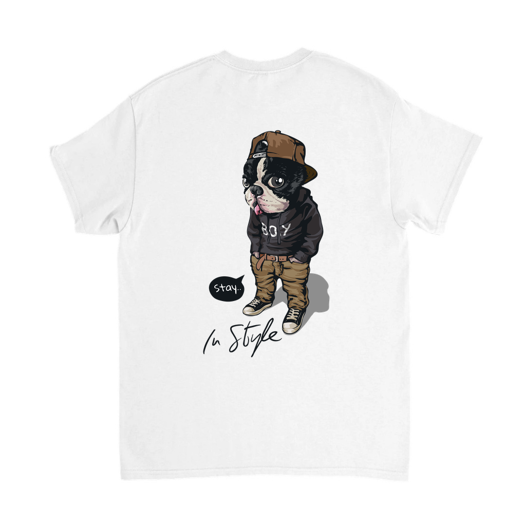 Retro Köpek - Modayla Kalır Mesajı Baskılı Erkek Tişört