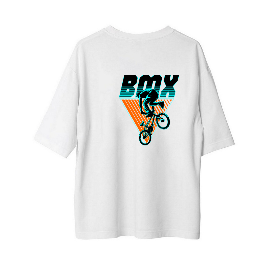 BMX Bisiklet Retro Tasarımı Baskılı Kadın Oversize Tişört