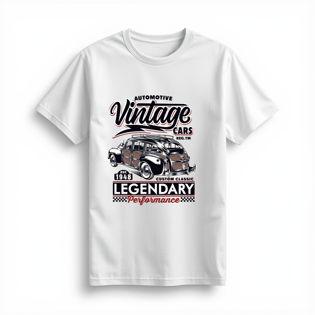 1948 Otomotiv Vintage Araçları Efsanesi Baskılı Kadın Tişört
