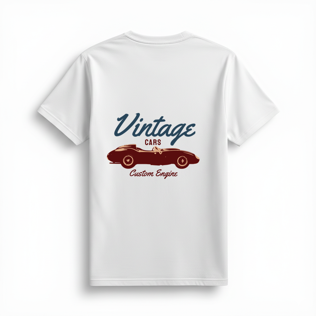 Vintage Arabalar Özel Motor Baskılı Kadın Tişört