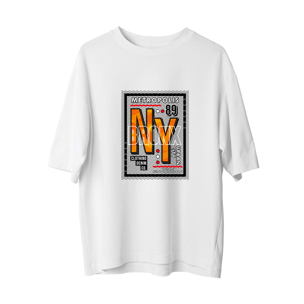 Metropolis 89 Bronx Urban City Baskılı Erkek Oversize Tişört