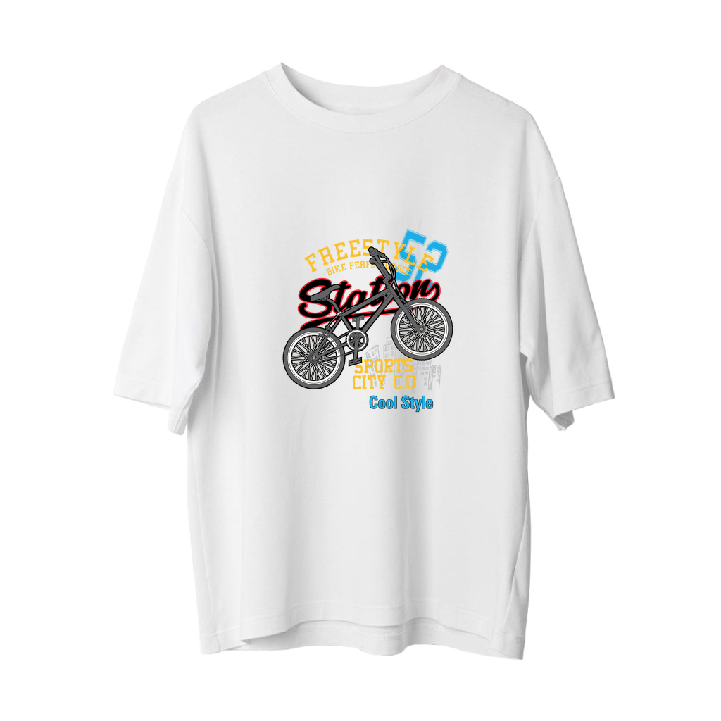 Freestyle Bisiklet Performans 60 Baskılı Kadın Oversize Tişört