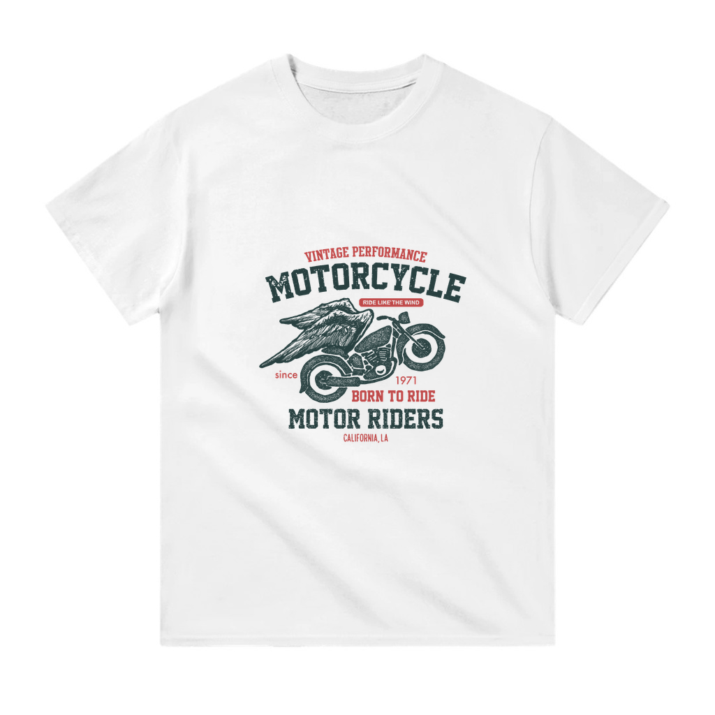 Vintage Motosiklet Ruhu ve Özgürlük Baskılı Erkek Tişört