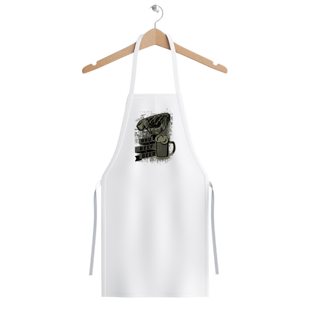 BBQ Beef Beer Klasiği Baskılı Unisex Mutfak Önlüğü