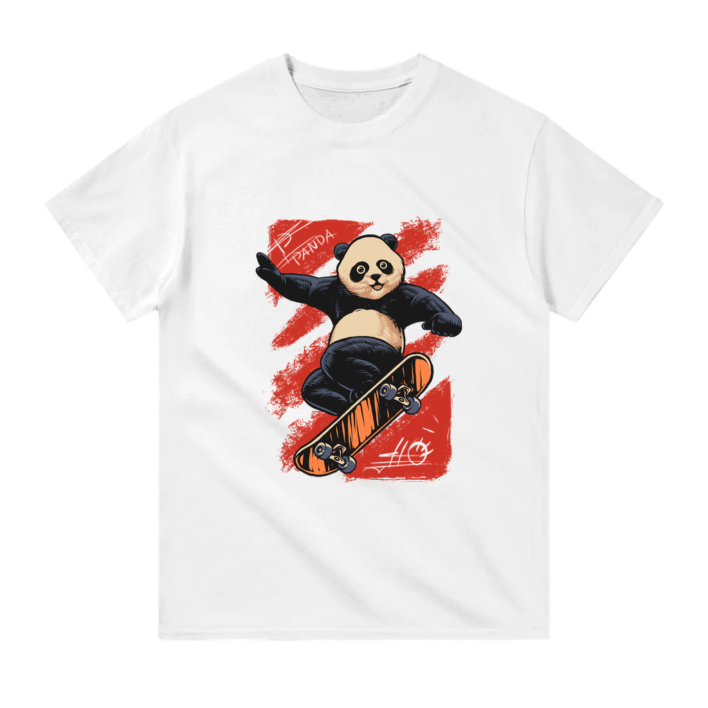 Kaykay Yapan Panda Dostum Baskılı Çocuk Tişört