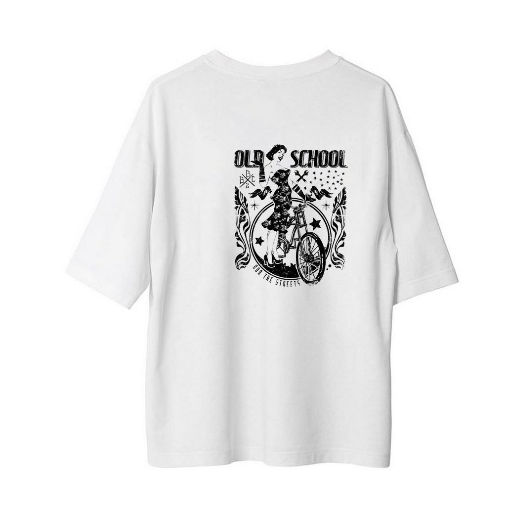 Eski Stil Sokakları Yönet Baskılı Erkek Oversize Tişört