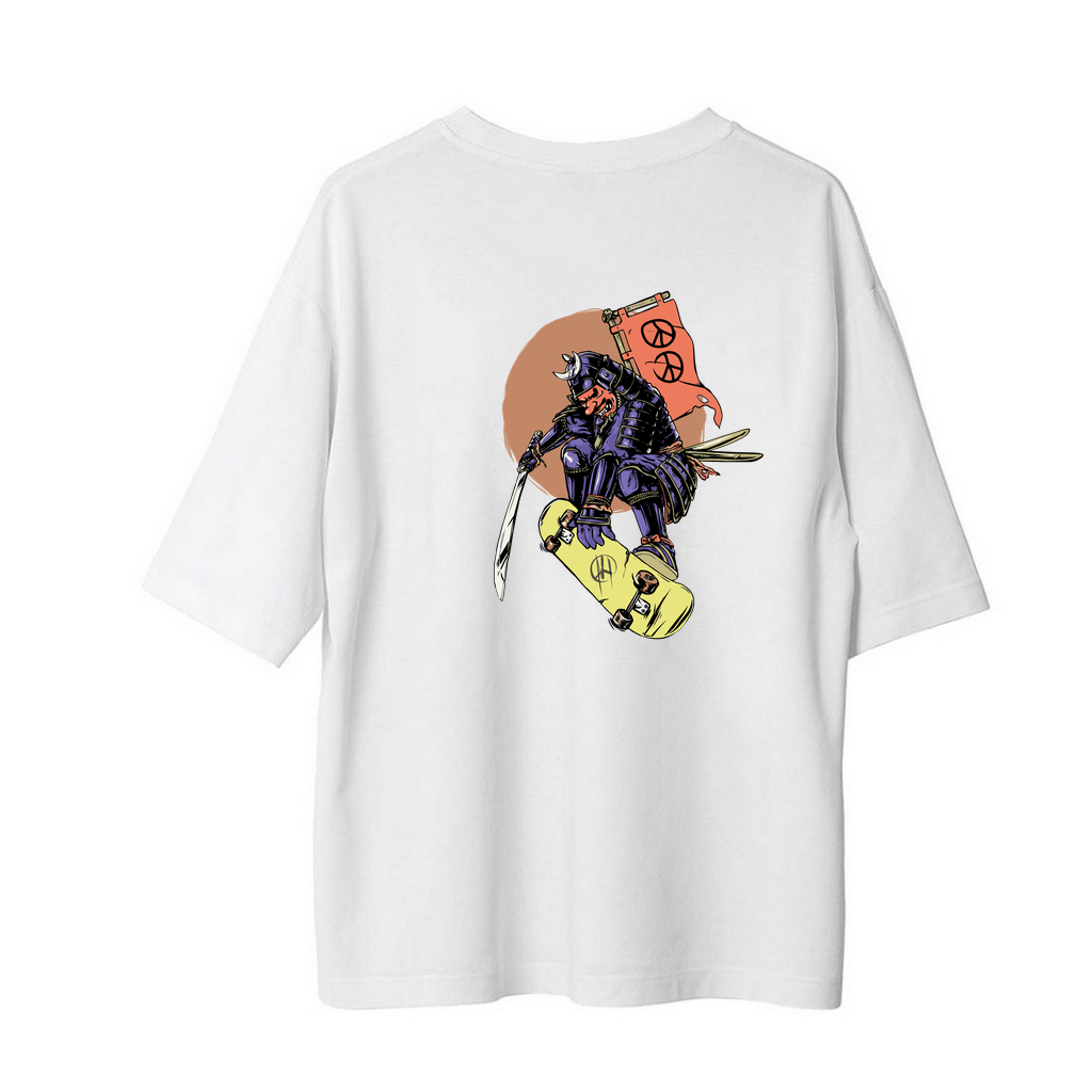 Samurai Kaykaylı Barış Baskılı Erkek Oversize Tişört