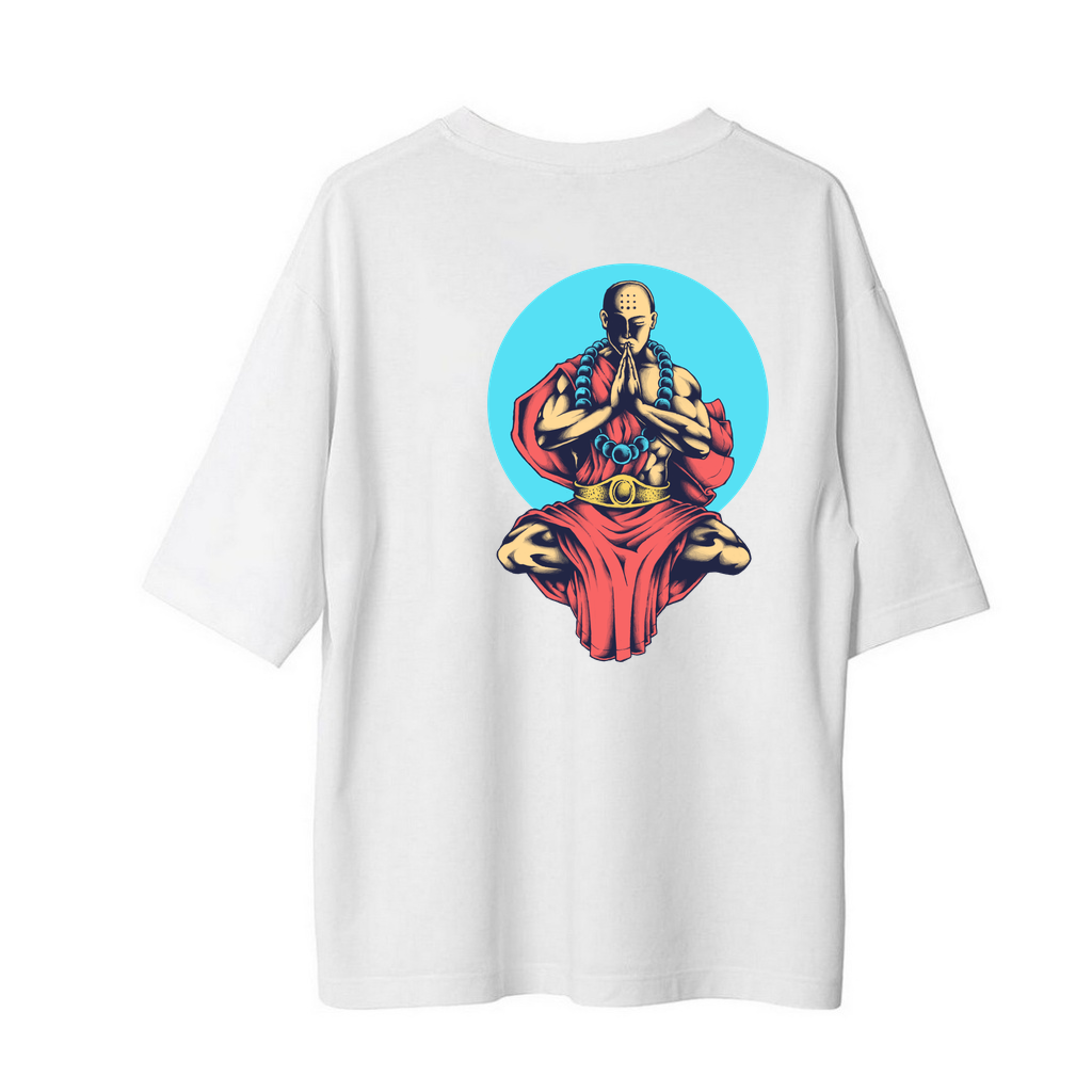 Meditasyon ve Ruh Sakinliği Baskılı Kadın Oversize Tişört