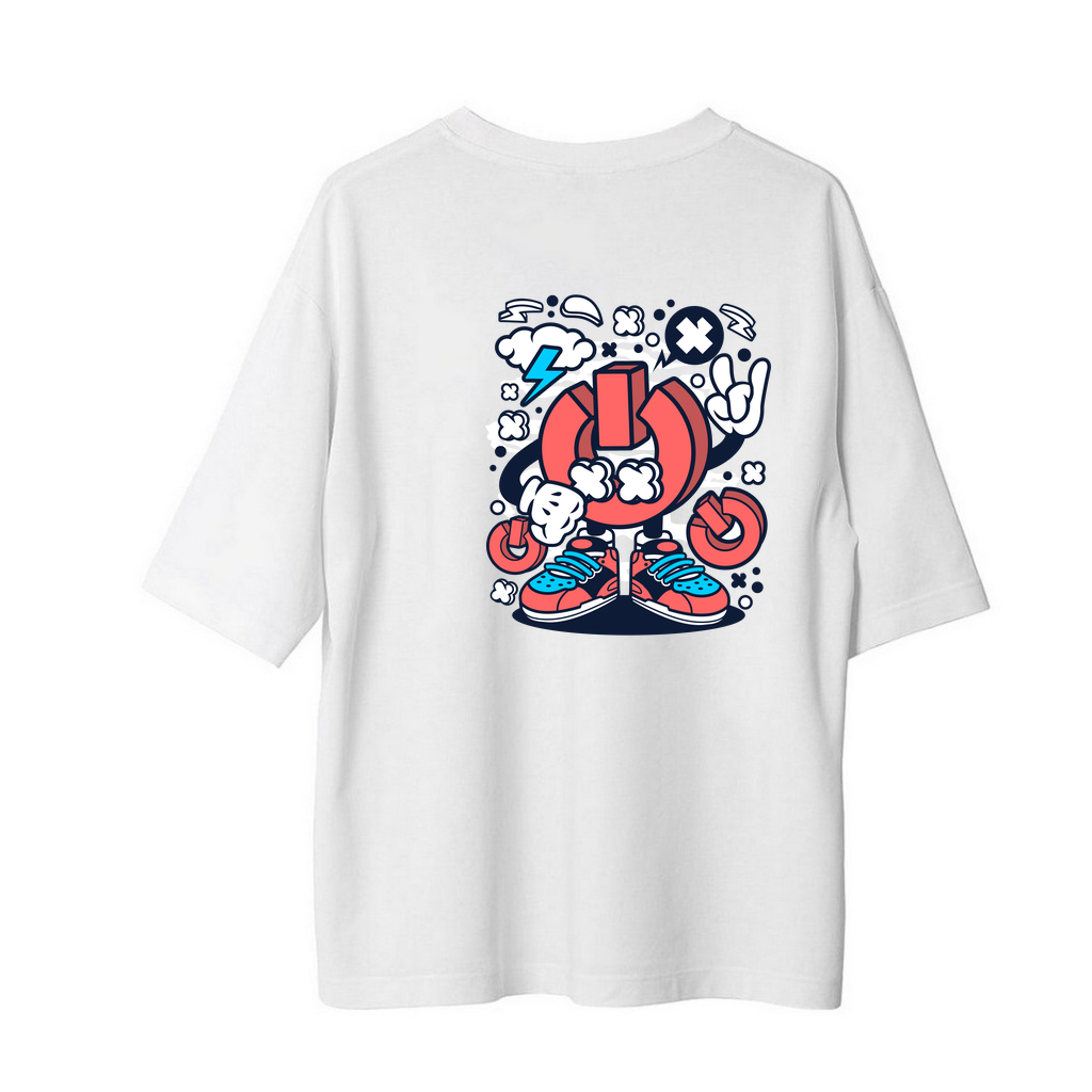 Retro Oyun Karakteri Eğlenceli Baskılı Kadın Oversize Tişört