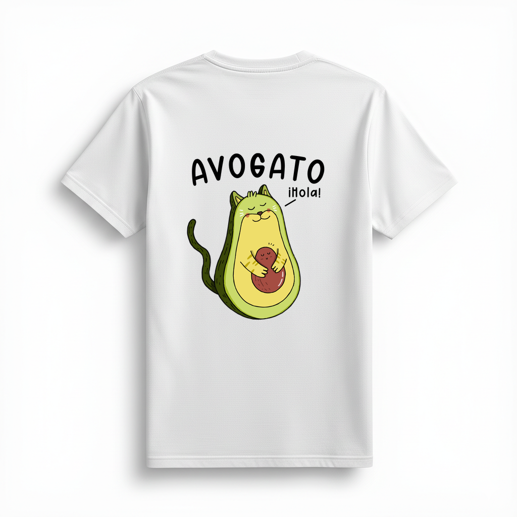 Avokado Kedi Selamı Baskılı Kadın Tişört