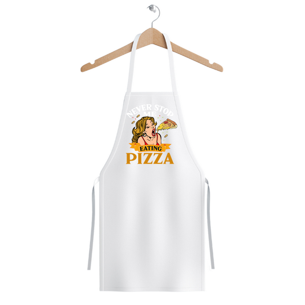 Pizza Yemeyi Hiç Bırakmayın Baskılı Unisex Mutfak Önlüğü