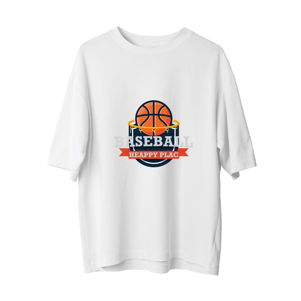 Basketbol Mutlu Yeri Baskılı Kadın Oversize Tişört