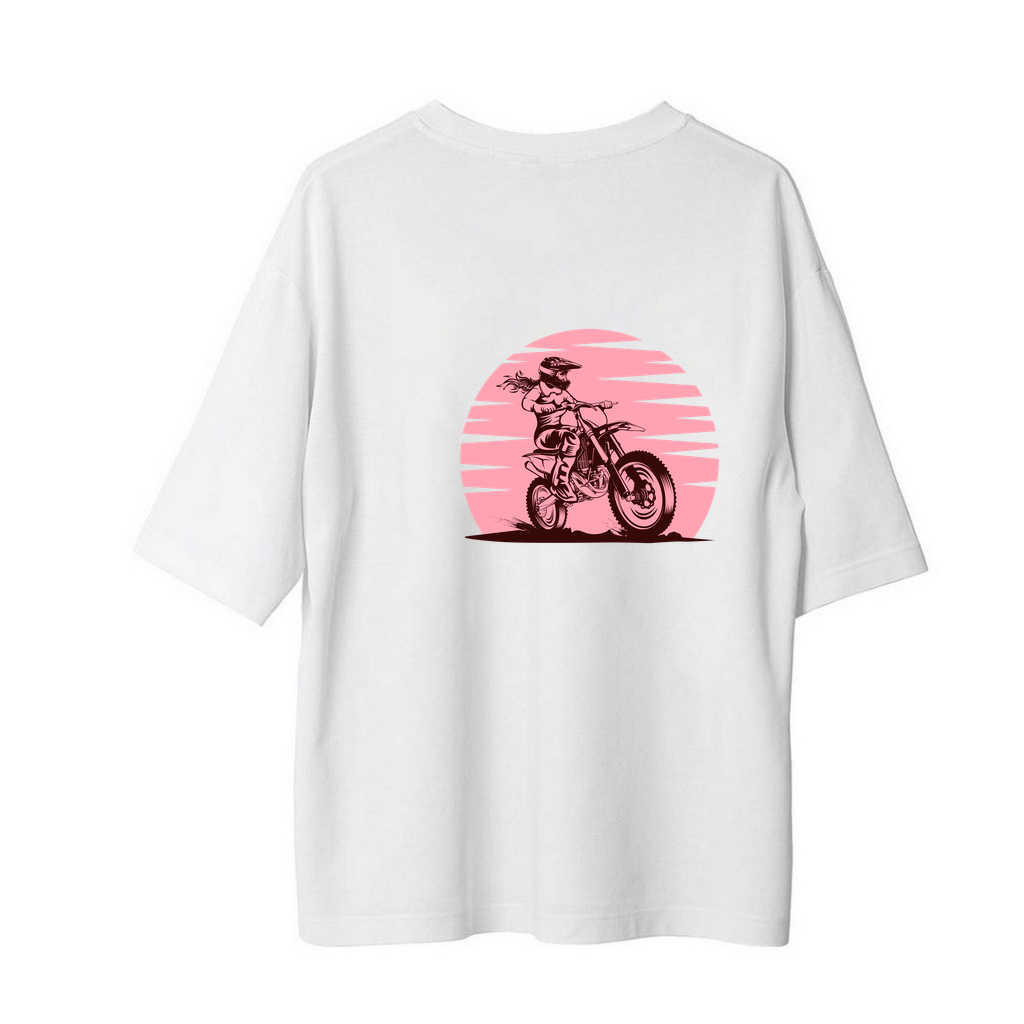 Motokros Kız Pilot Dinamik Baskılı Kadın Oversize Tişört