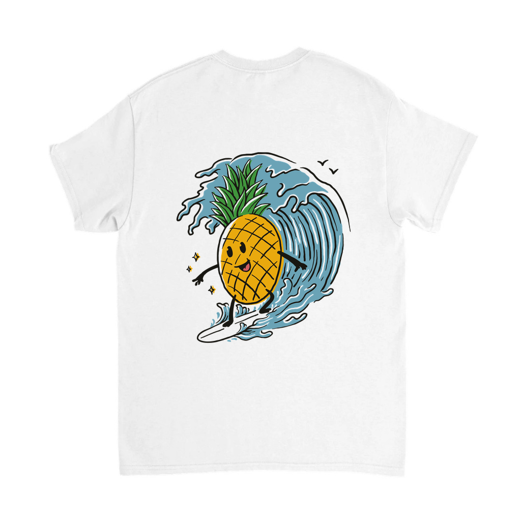 Sörf Yapan Karikatür Ananas Tasarımı Baskılı Çocuk Tişört