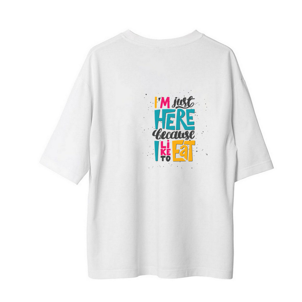 Yemek Sevgisiyle Yazılı Mizahi Tasarım Baskılı Kadın Oversize Tişört
