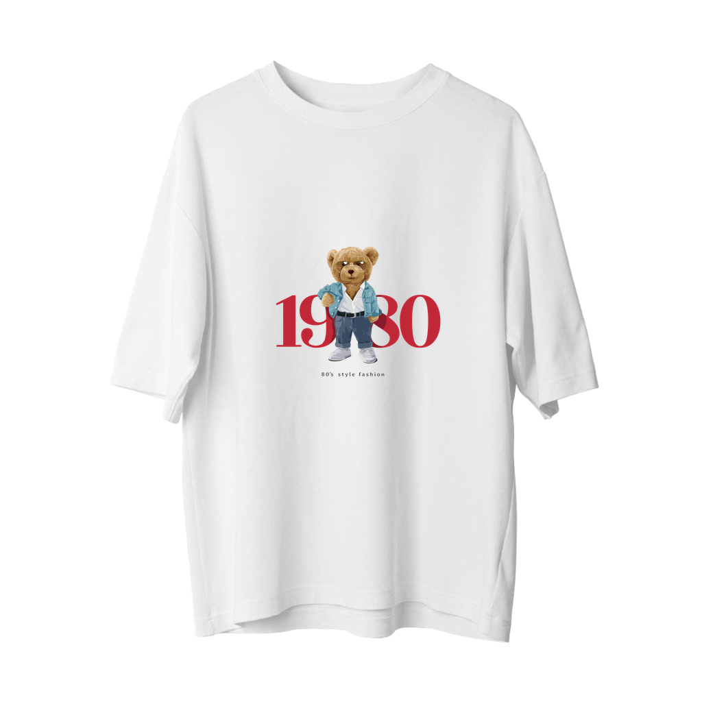 1980 Retro Moda Tarzı Baskılı Erkek Oversize Tişört