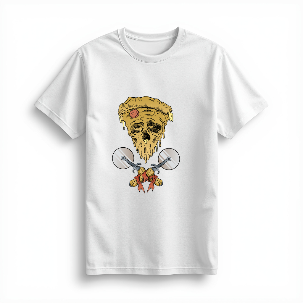 Eritilmiş Pizza İskelet Pizza Kesici Baskılı Kadın Tişört
