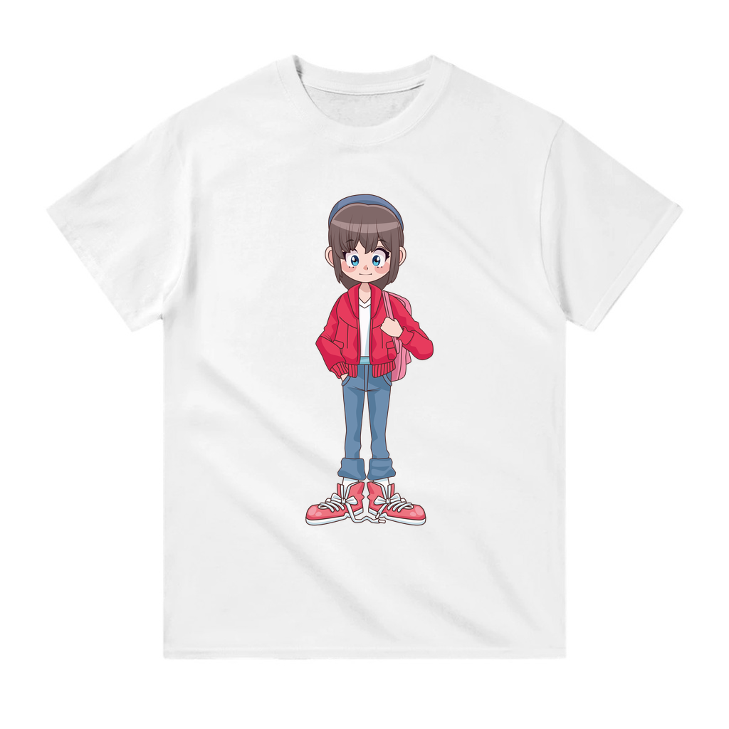 Anime Kız Kırmızı Ceket Stili Baskılı Çocuk Tişört