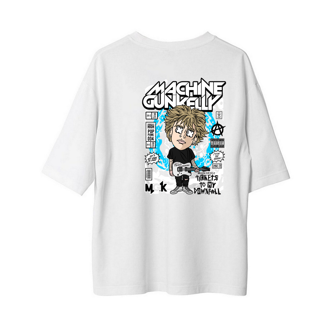 Punk Rock Müzik Stili Baskısı Baskılı Erkek Oversize Tişört